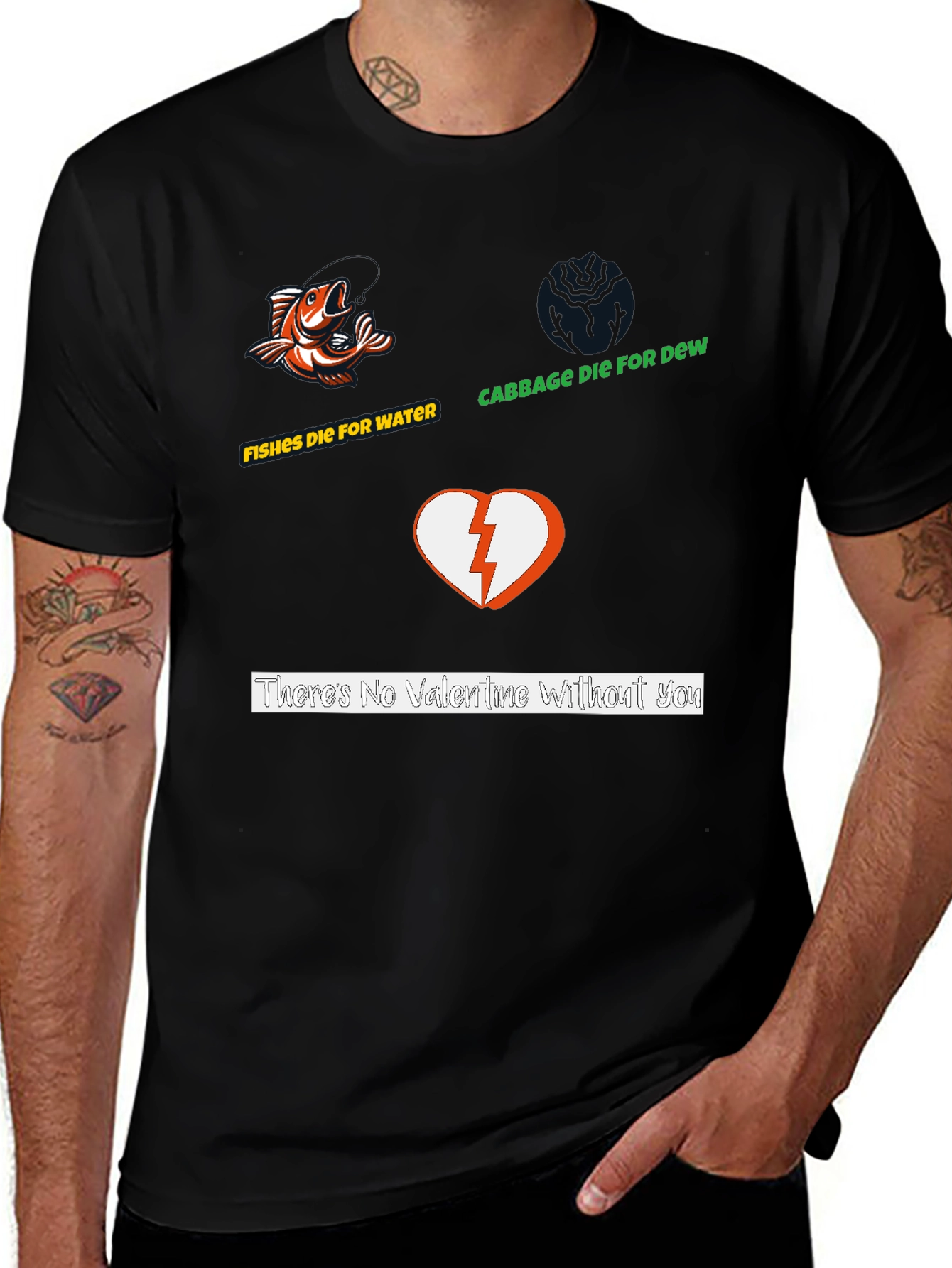 Humorous Graphic Print Black T-Shirt