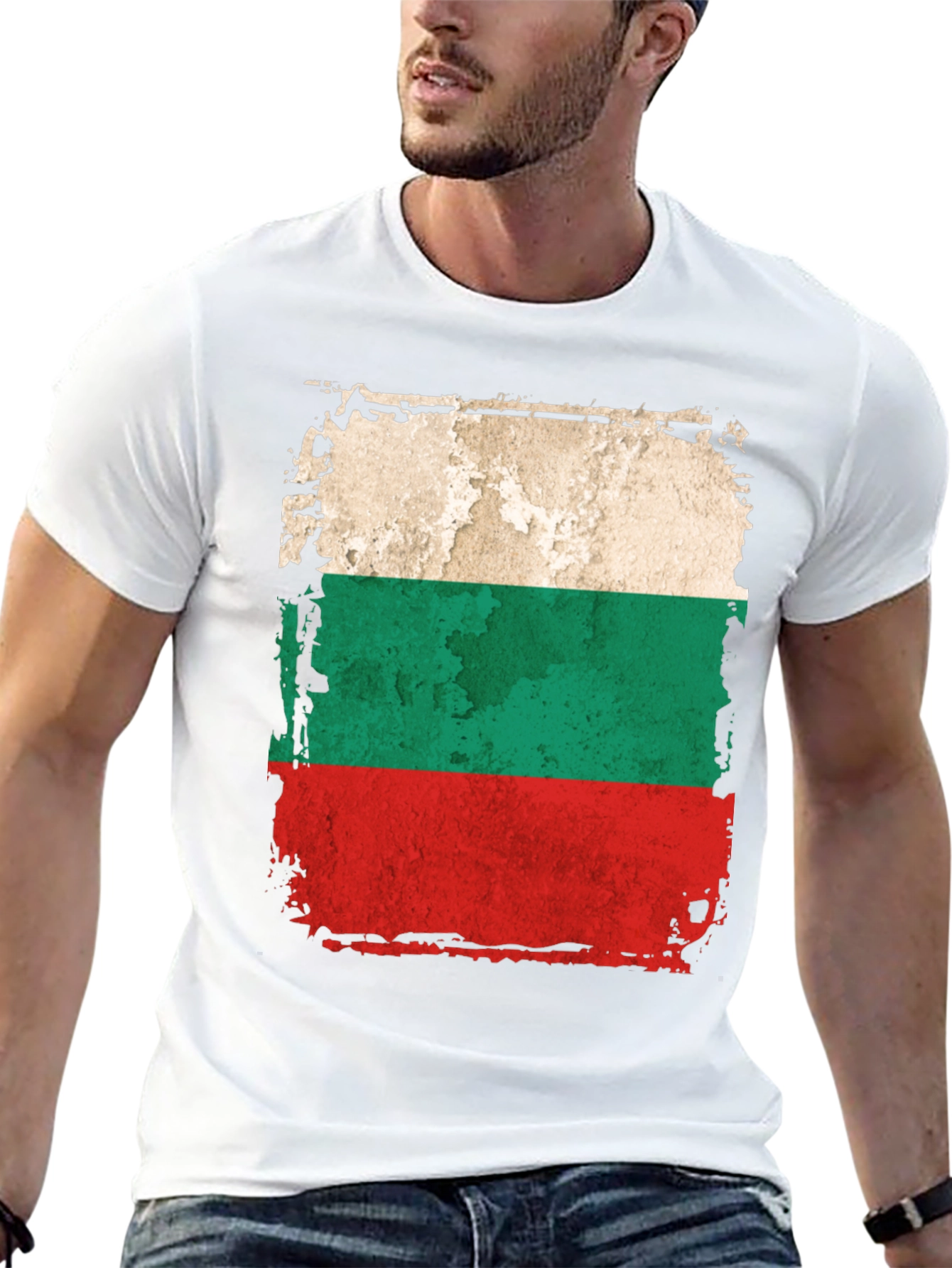 Bulgaria Flag Distressed Mens T-Shirt