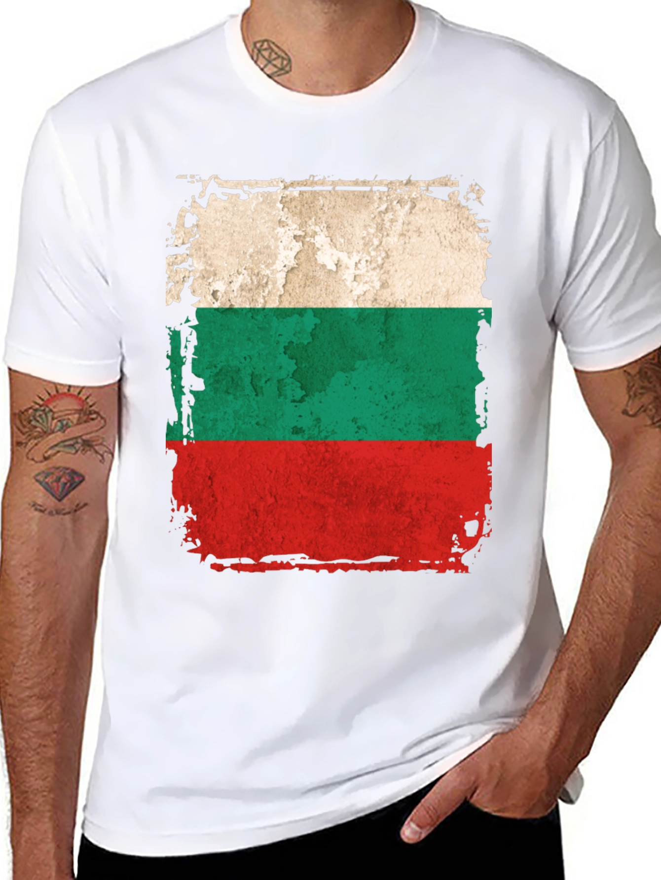 Bulgaria Flag Distressed Mens T-Shirt