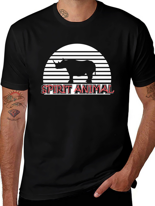 Rhino Spirit Animal Graphic Tee - Unisex Black T-Shirt