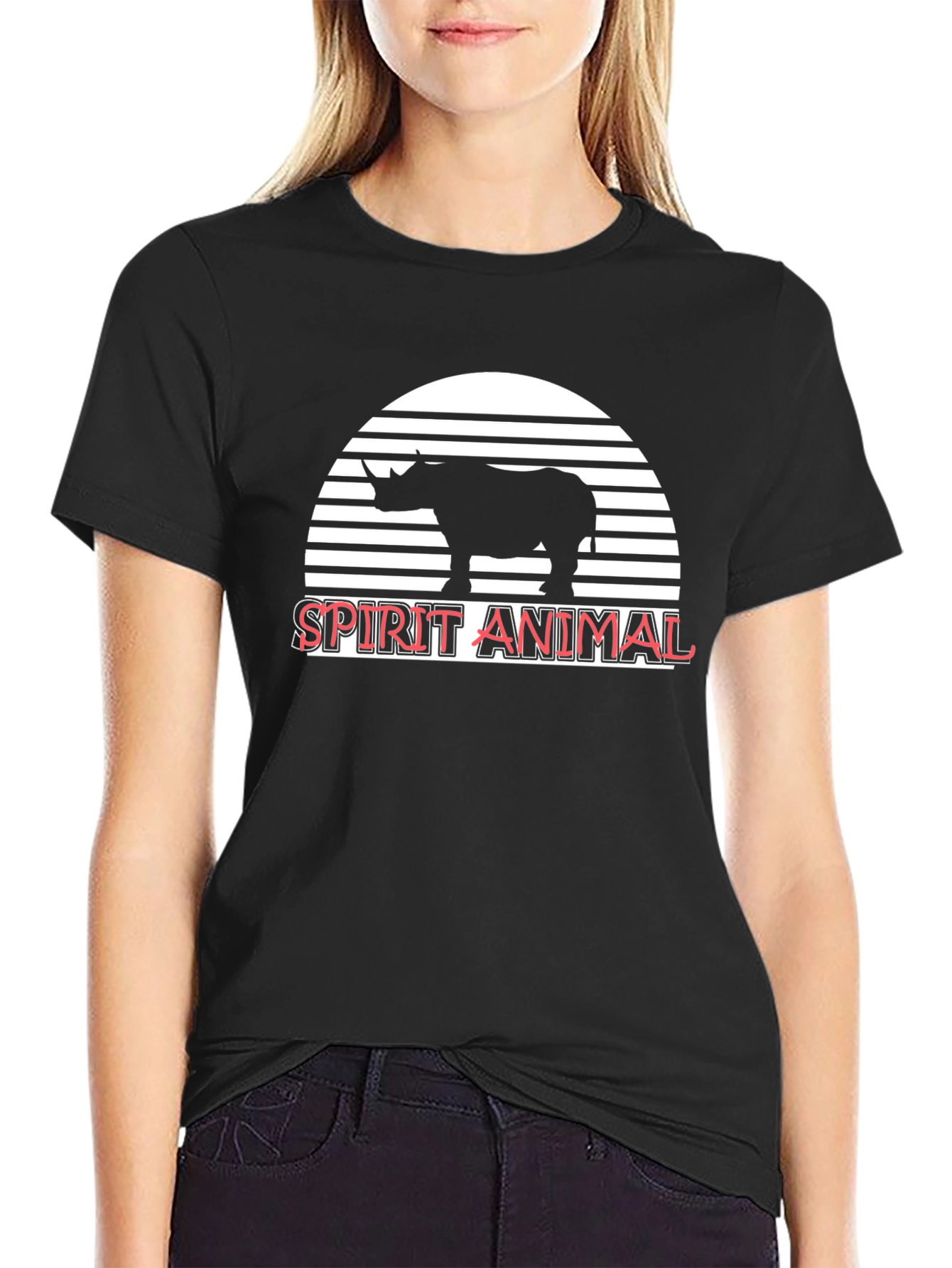 Rhino Spirit Animal Graphic Tee - Unisex Black T-Shirt