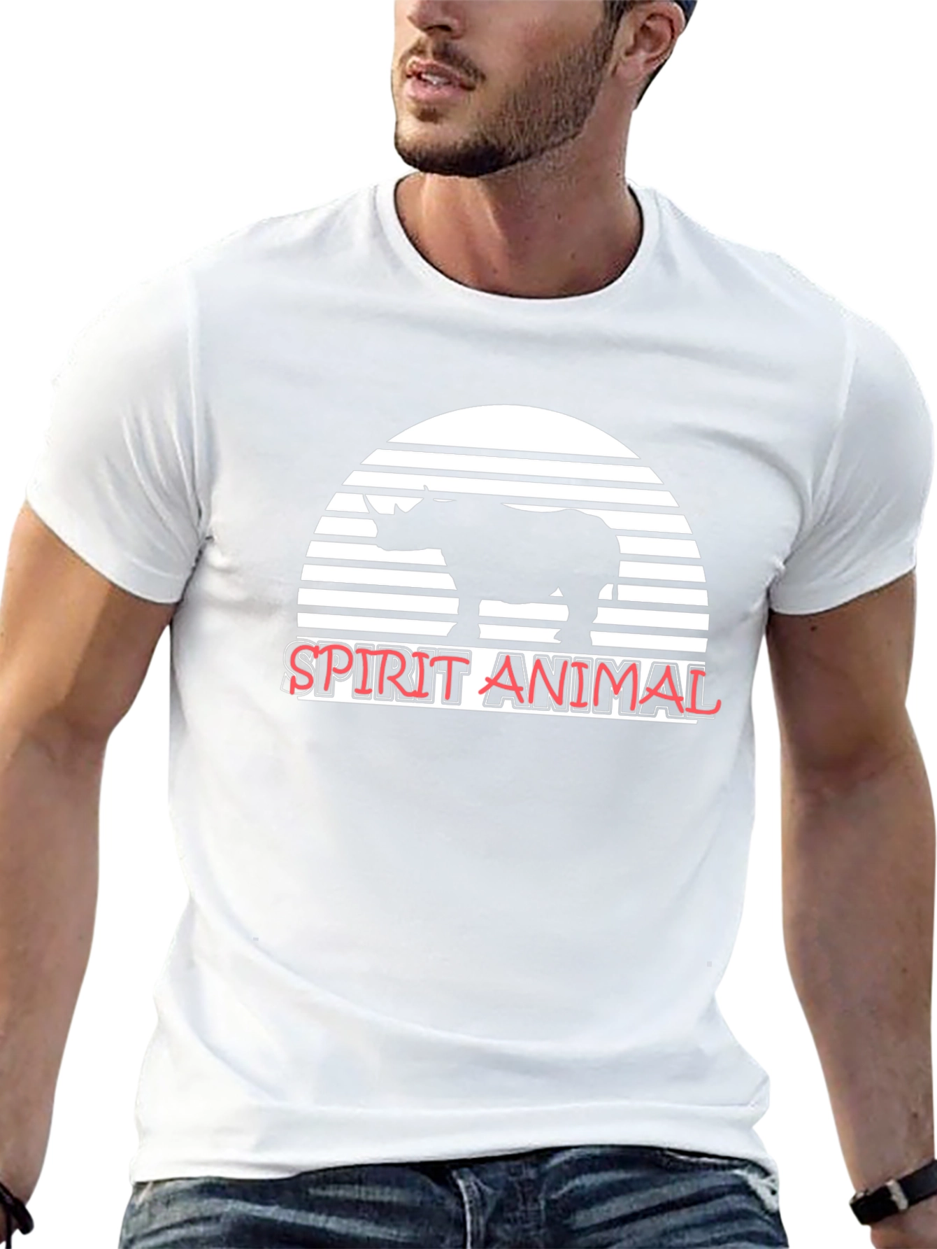 Rhino Spirit Animal Graphic Tee - Unisex Black T-Shirt