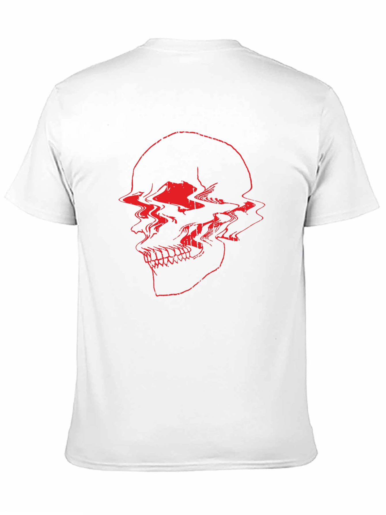 Red Glitch Skull Black T-Shirt