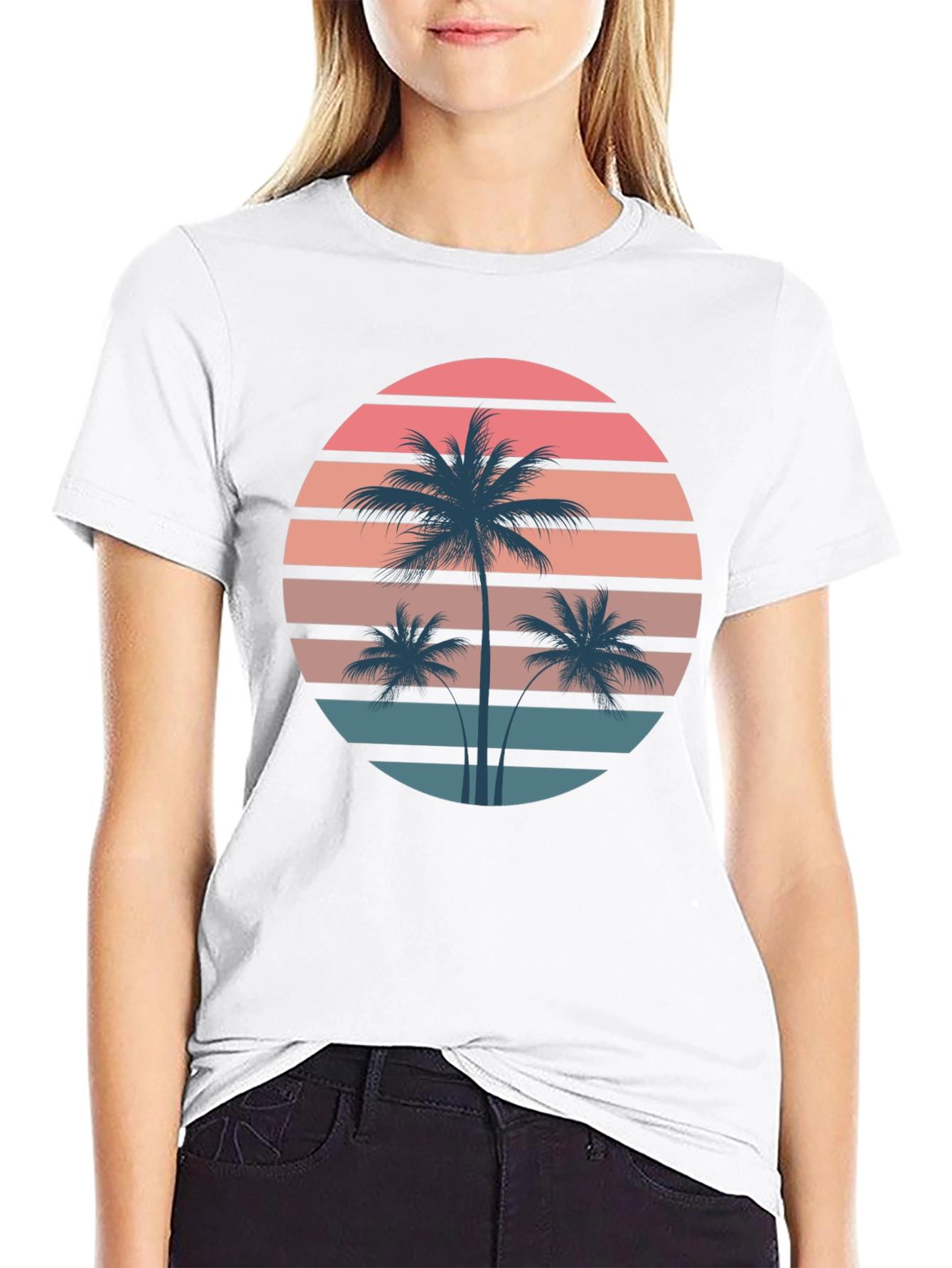 Retro Palm Tree Sunset Graphic T-Shirt
