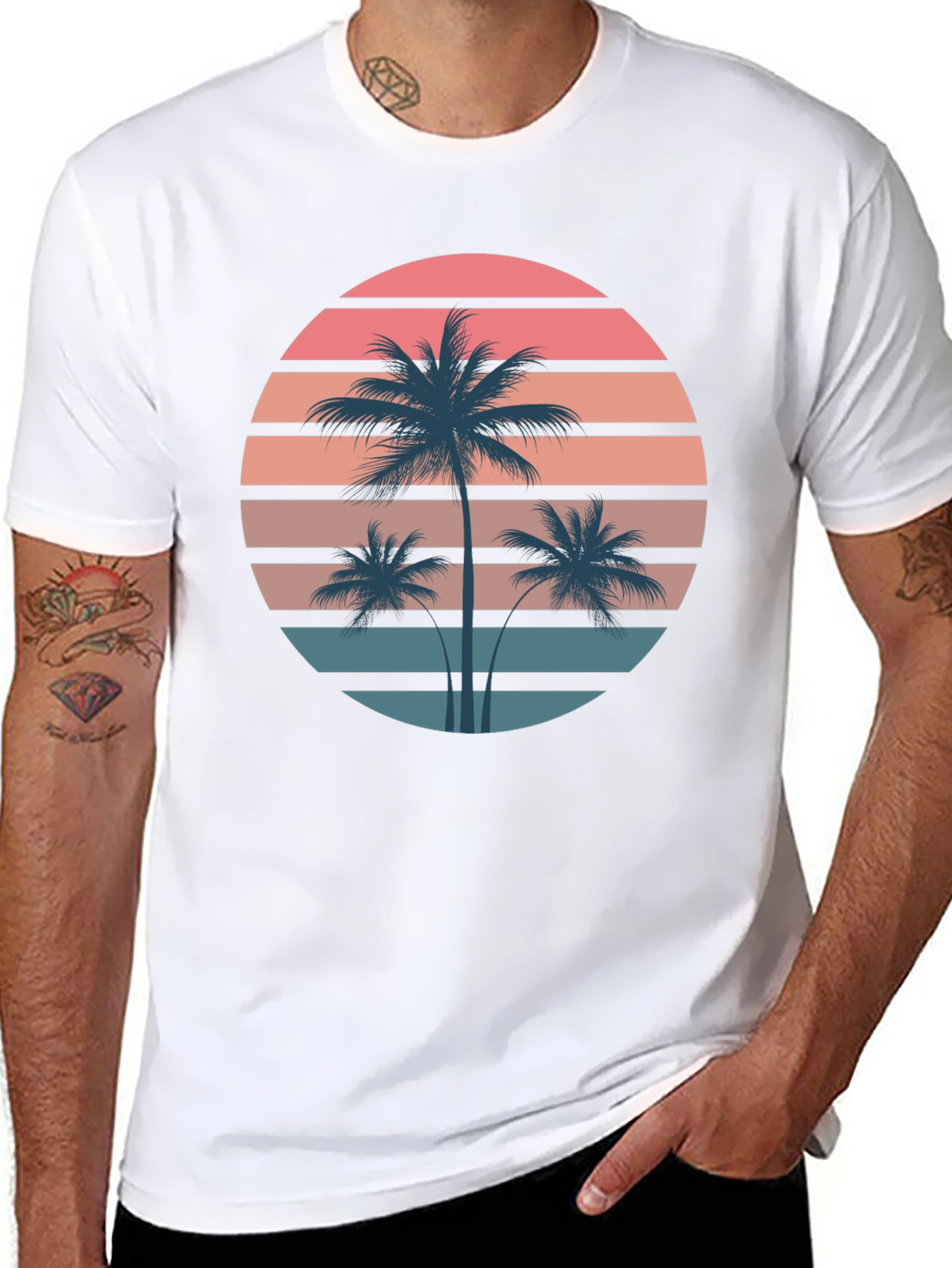 Retro Palm Tree Sunset Graphic T-Shirt