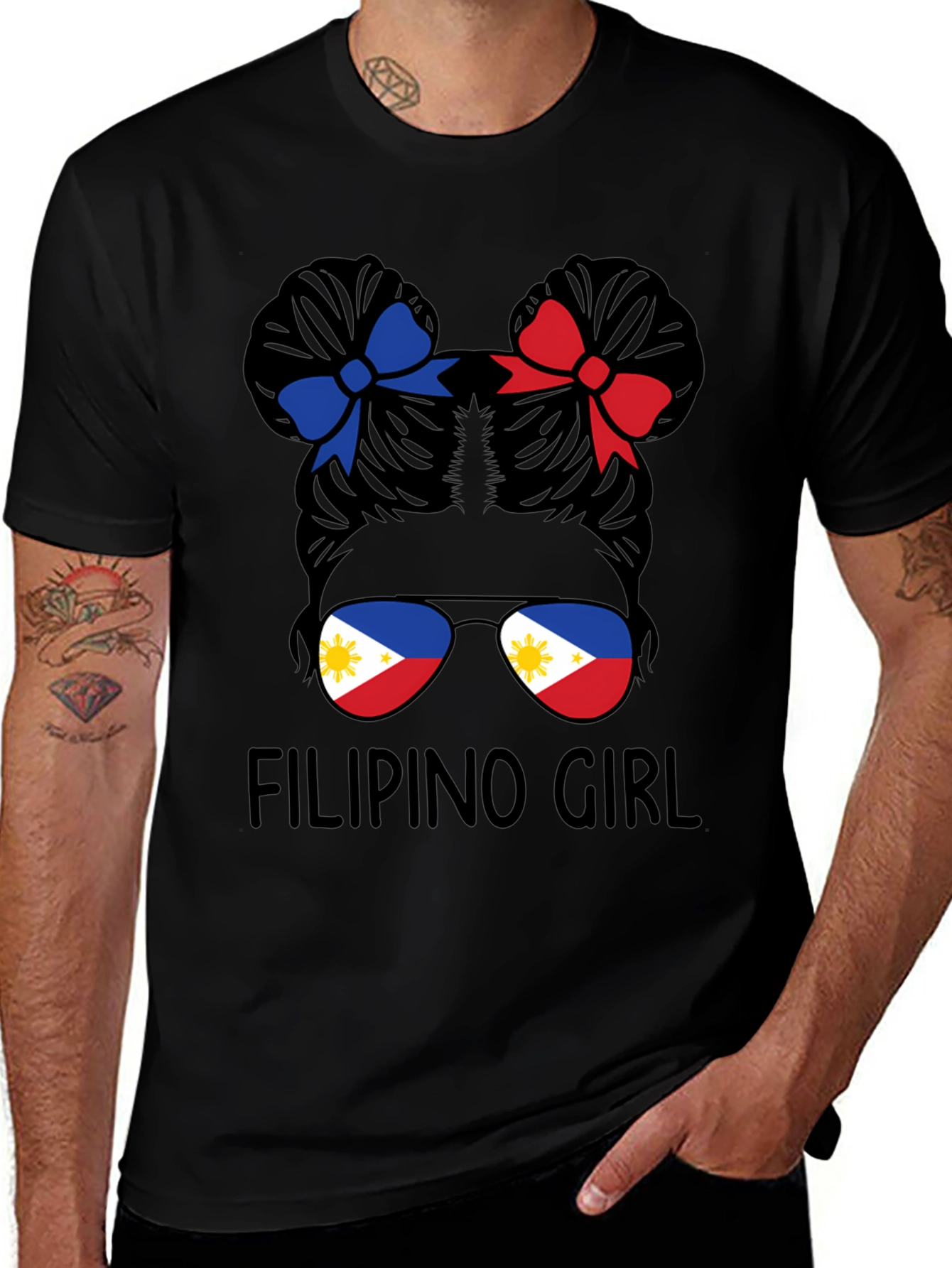 Filipino Girl T-Shirt - Messy Bun Design