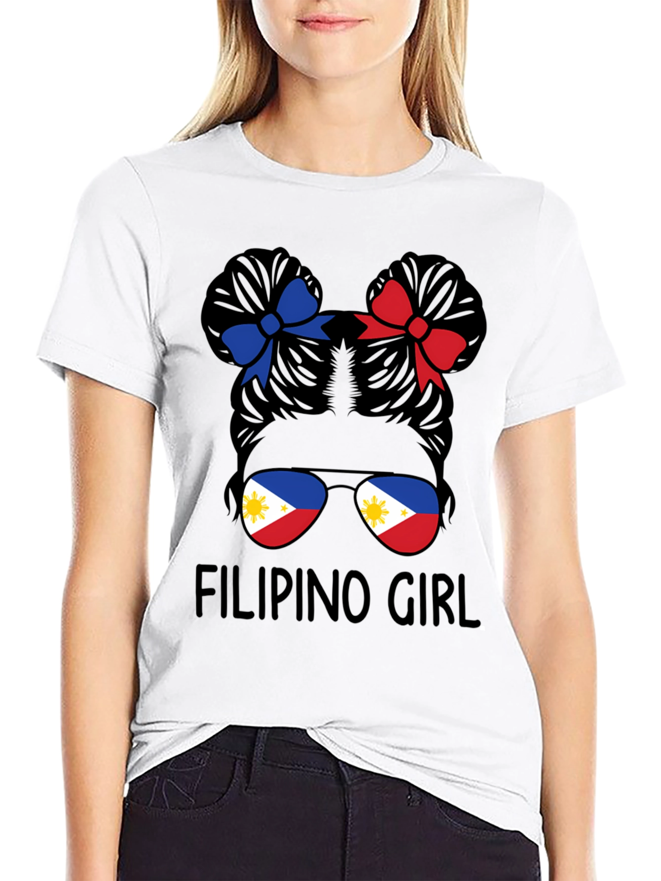 Filipino Girl T-Shirt - Messy Bun Design