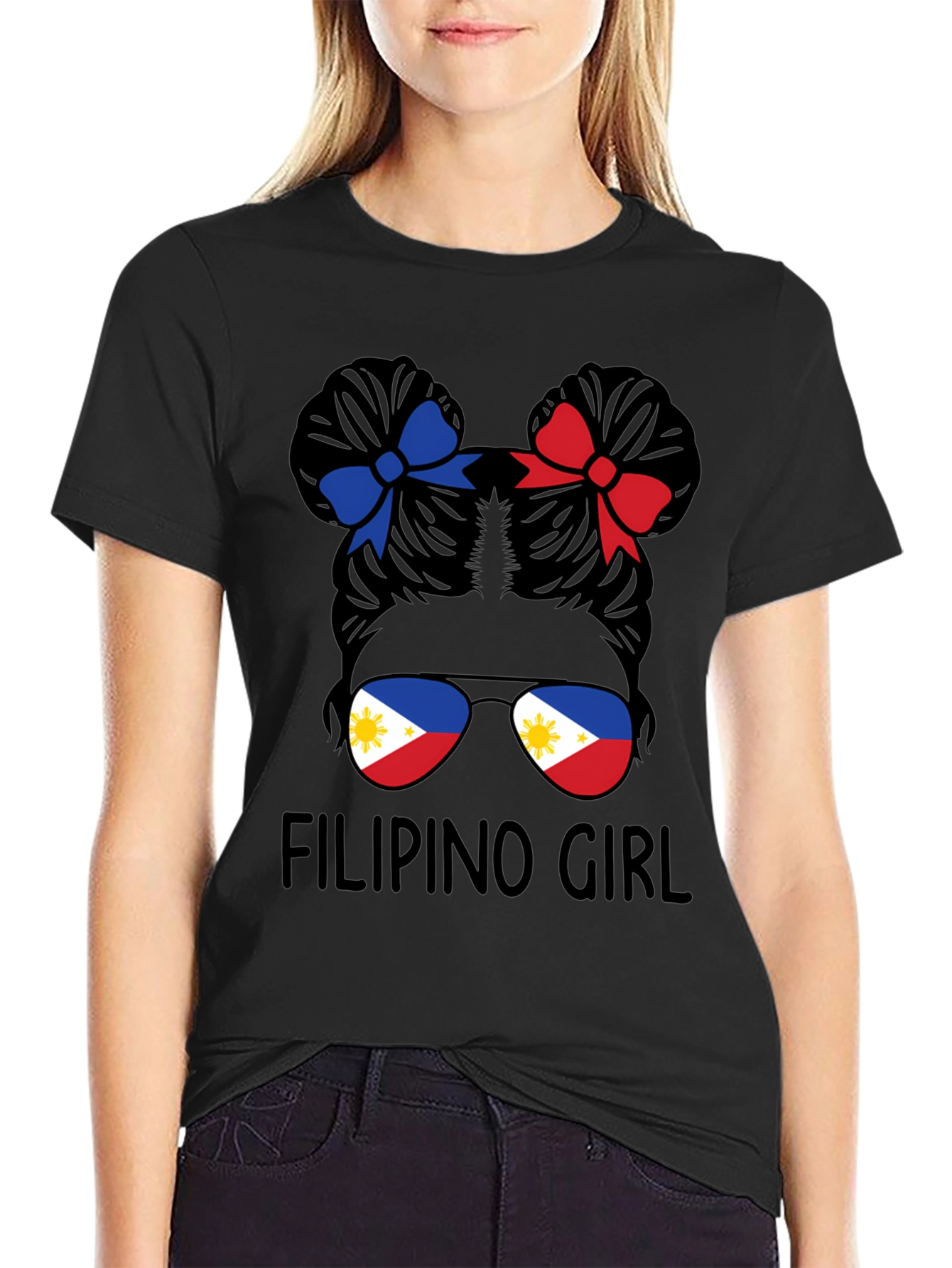 Filipino Girl T-Shirt - Messy Bun Design