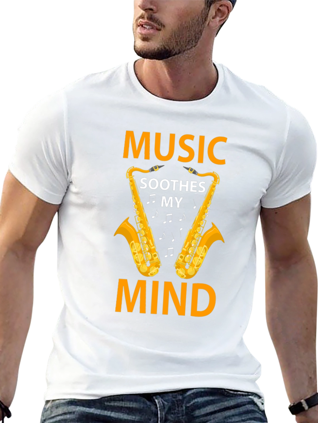 Music Soothes My Mind Saxophone Graphic T-Shirt