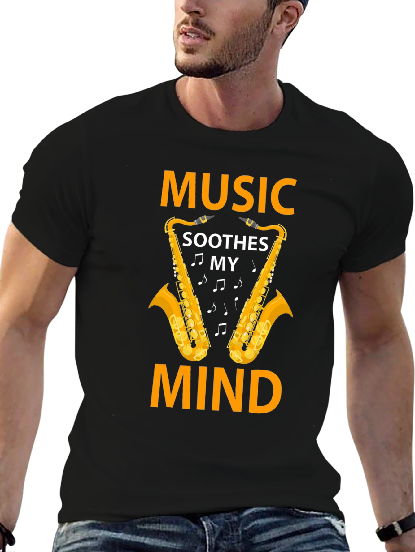 Music Soothes My Mind Saxophone Graphic T-Shirt