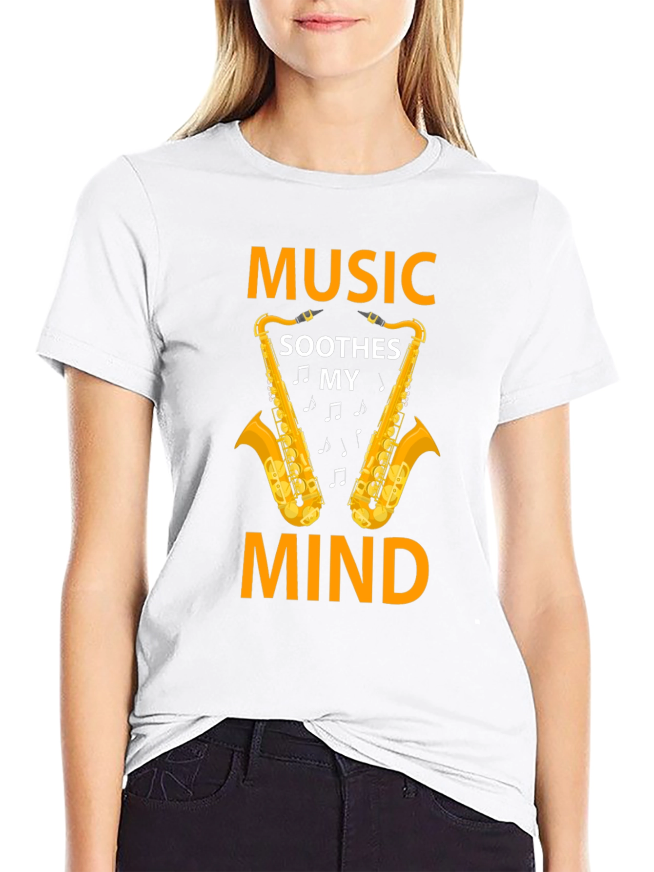 Music Soothes My Mind Saxophone Graphic T-Shirt