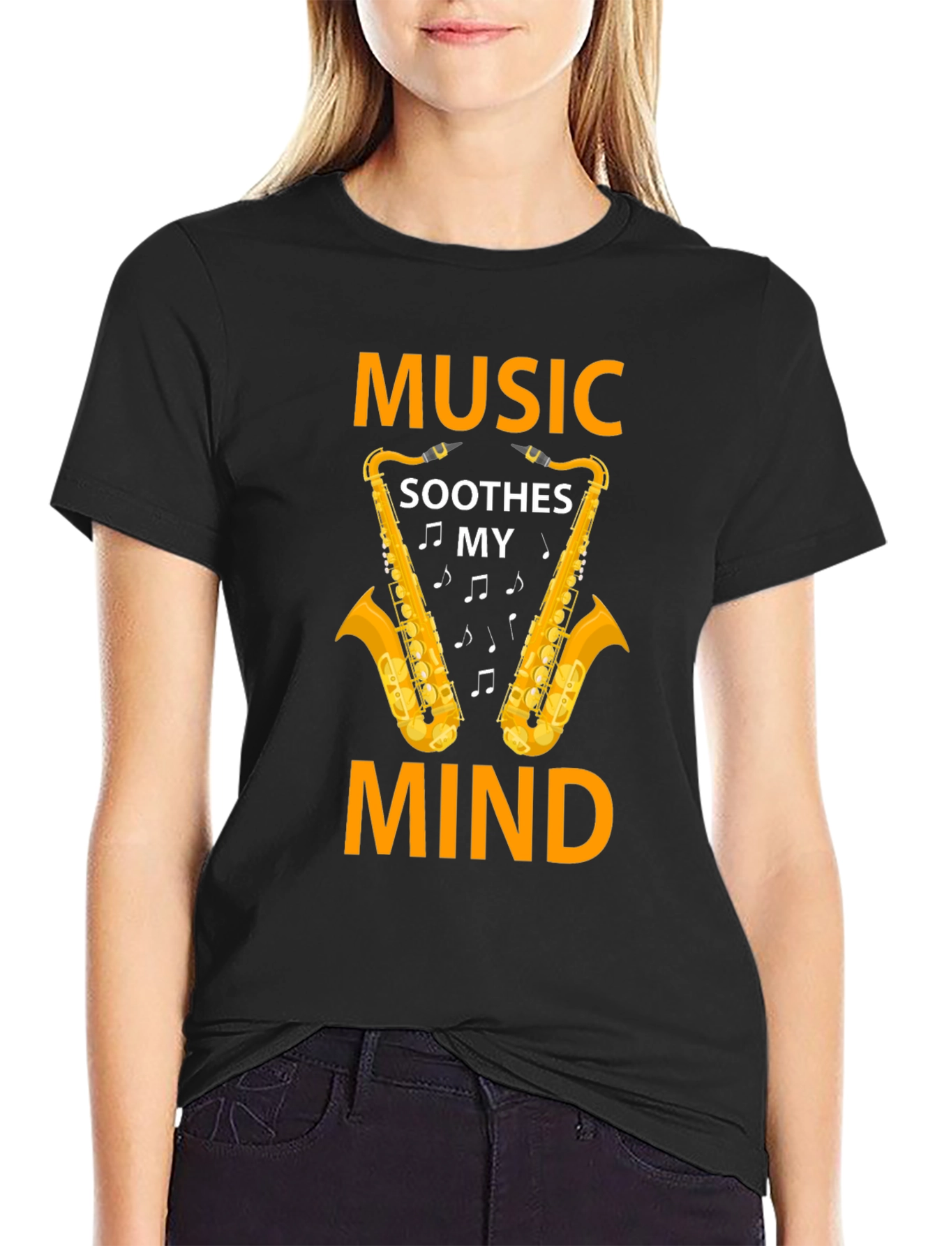 Music Soothes My Mind Saxophone Graphic T-Shirt