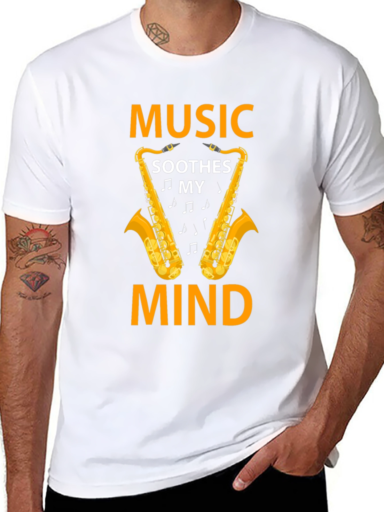Music Soothes My Mind Saxophone Graphic T-Shirt