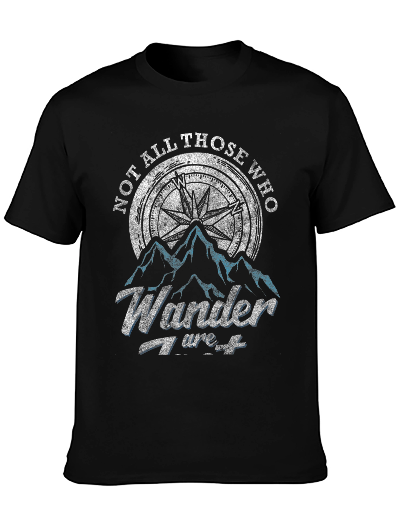 Not All Those Who Wander T-Shirt Compass Adventure Black