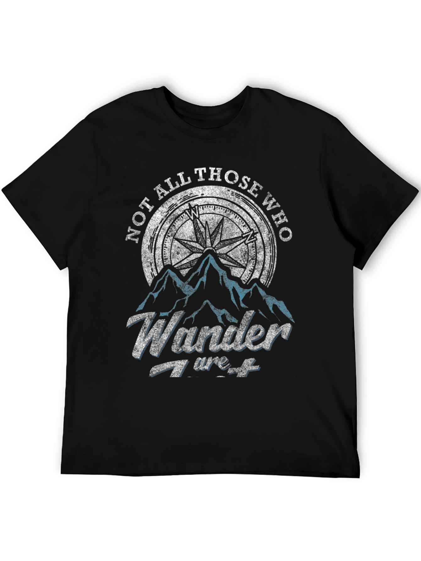 Not All Those Who Wander T-Shirt Compass Adventure Black