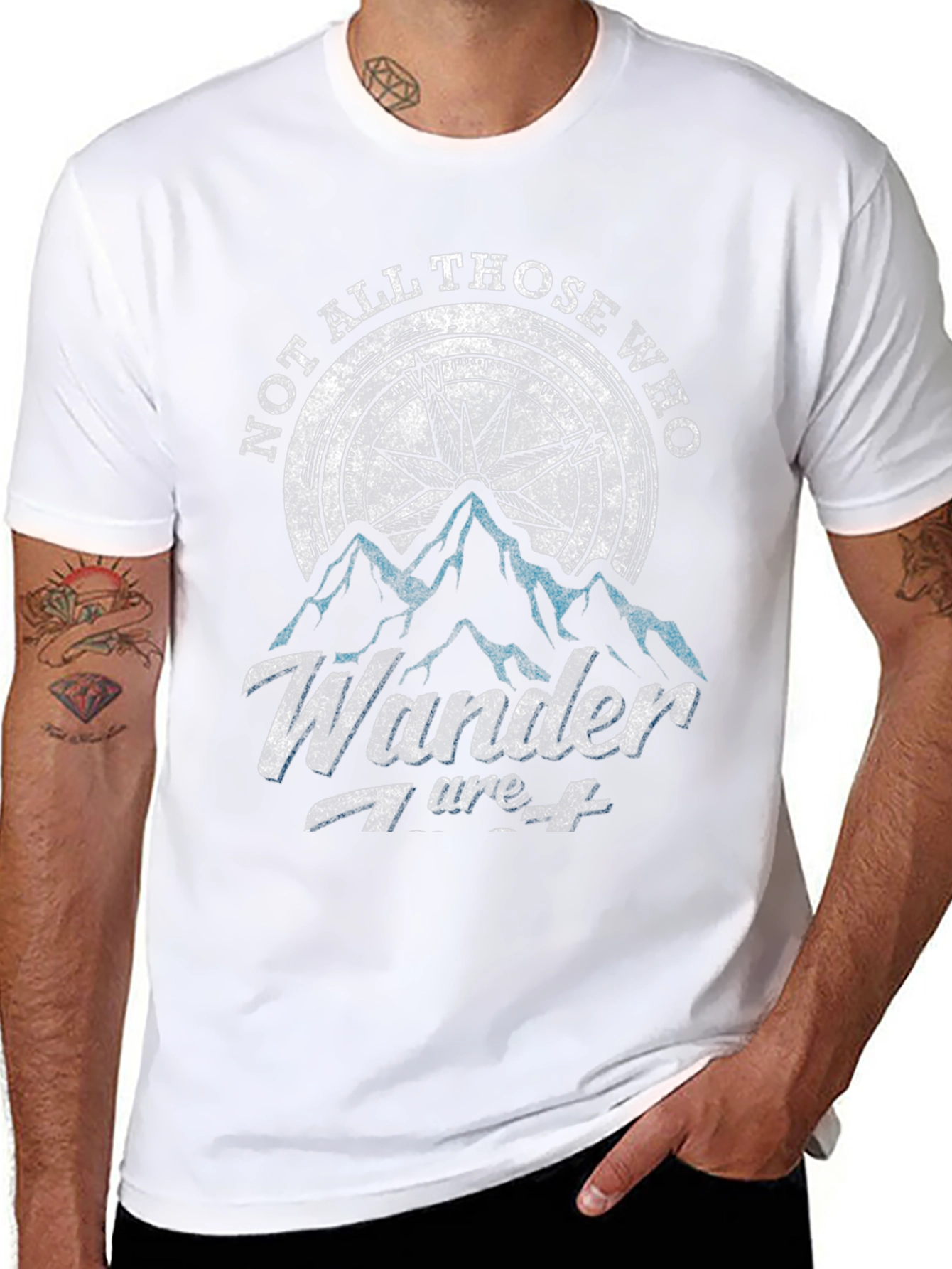Not All Those Who Wander T-Shirt Compass Adventure Black