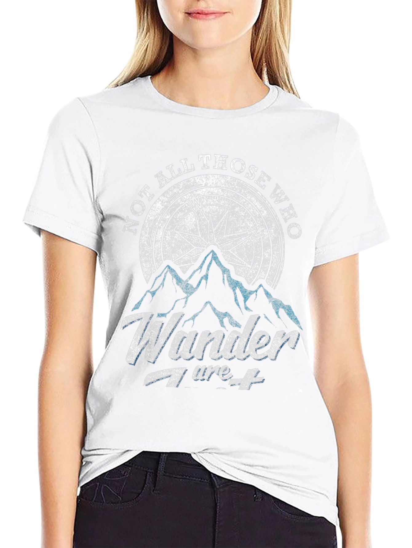 Not All Those Who Wander T-Shirt Compass Adventure Black