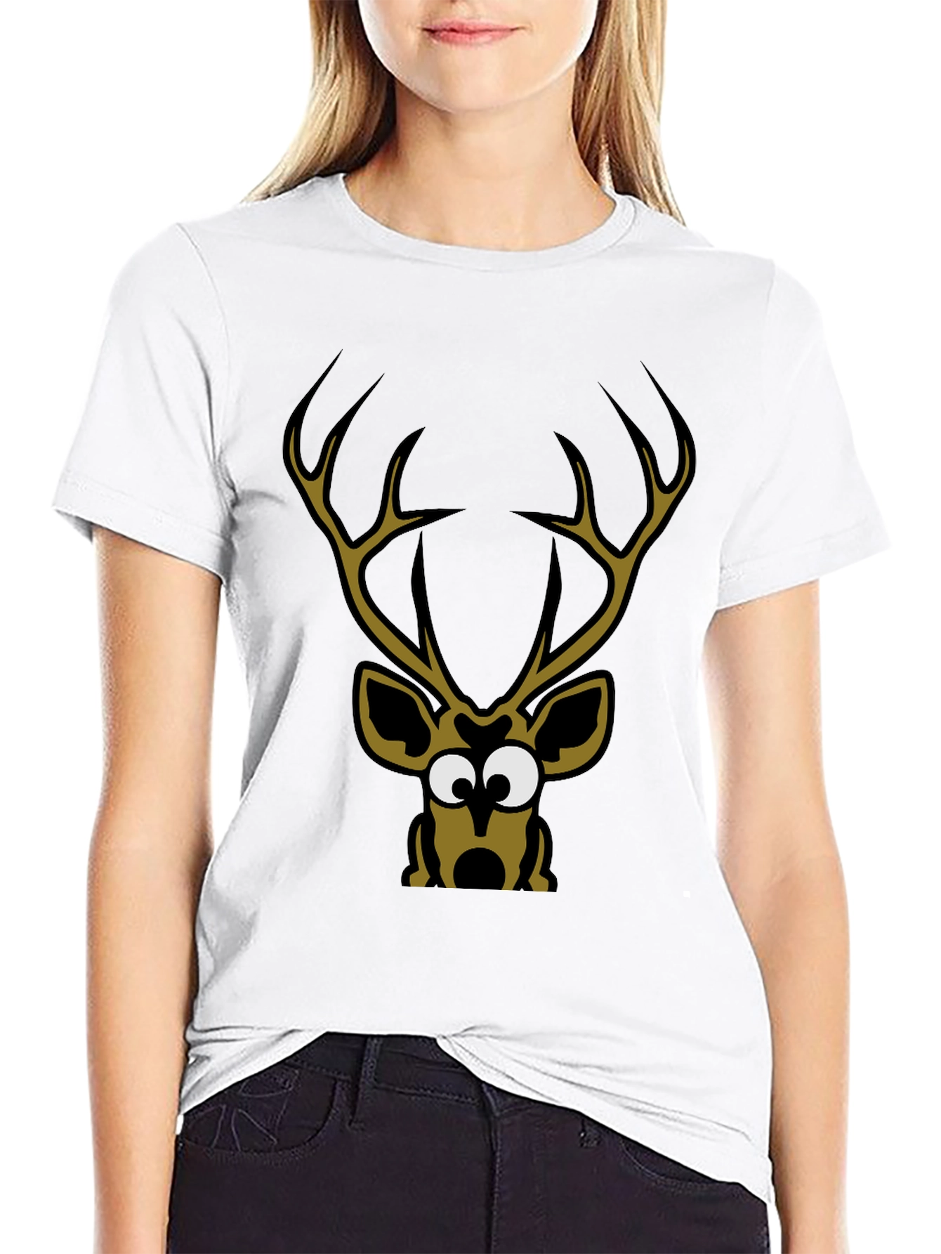 Deer Cartoon Graphic Tee Shirt