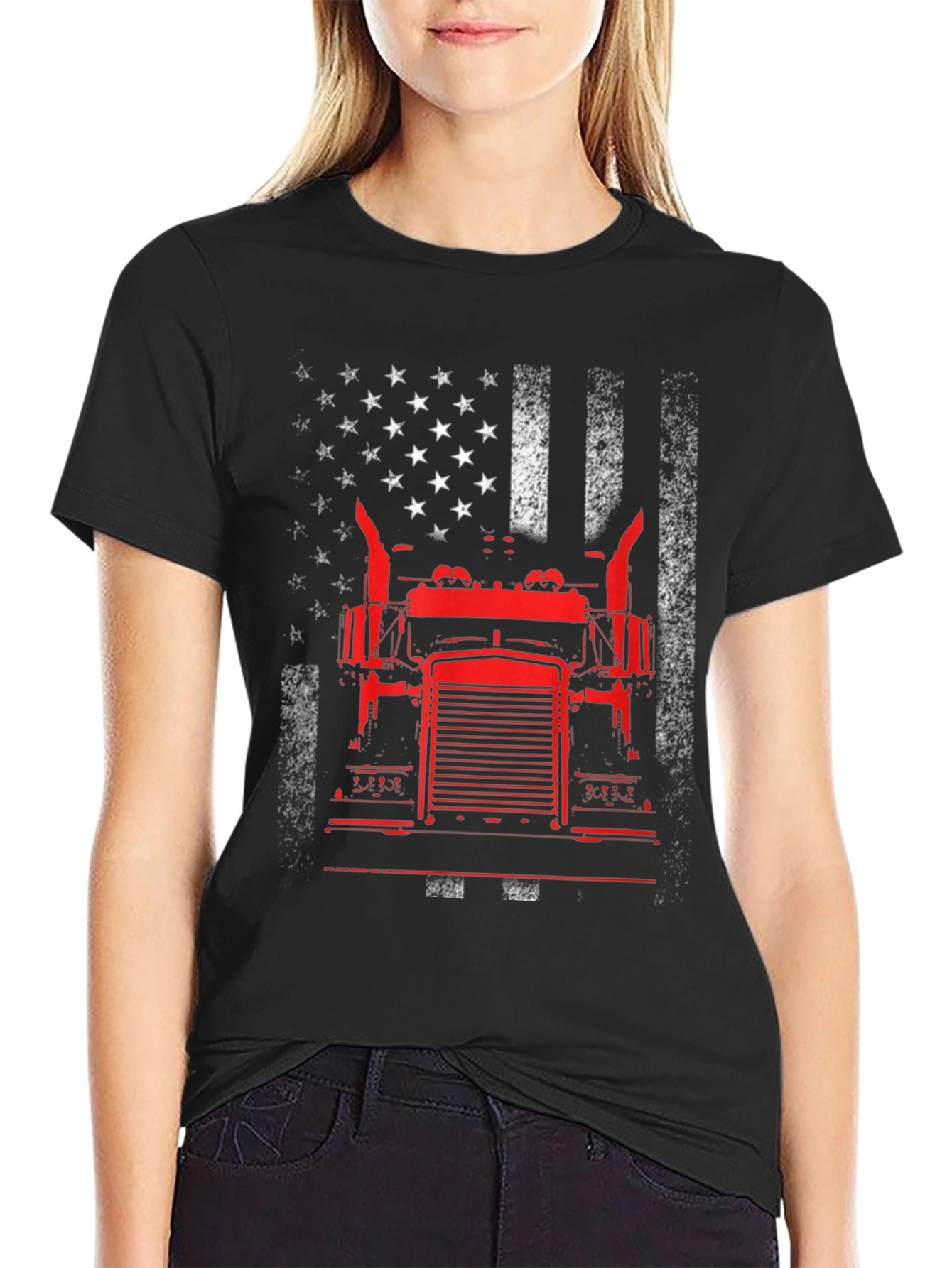 Trucker American Flag Graphic T-Shirt