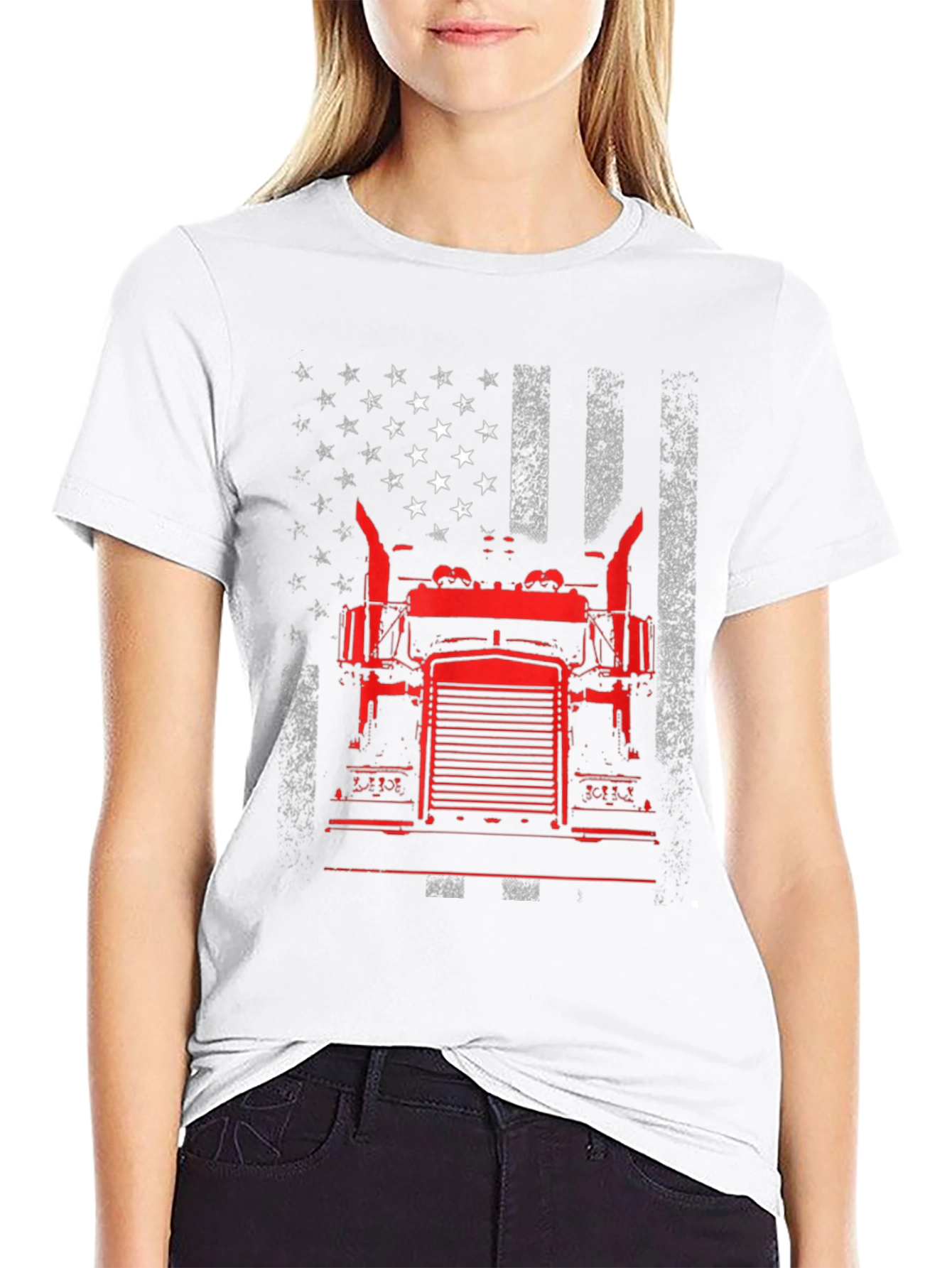 Trucker American Flag Graphic T-Shirt