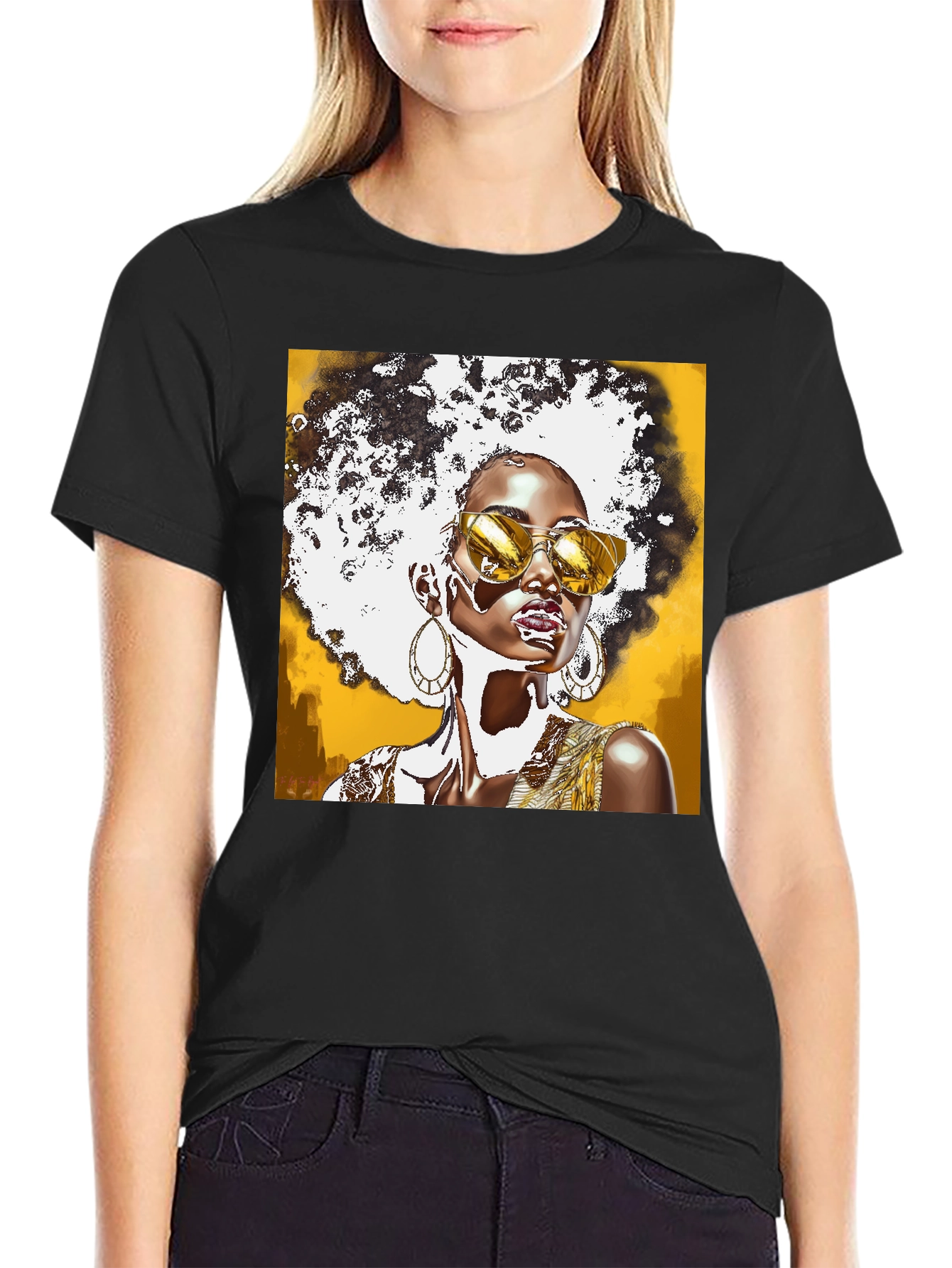 Stylish Afro Queen Graphic Tee - Unique Fashion Statement