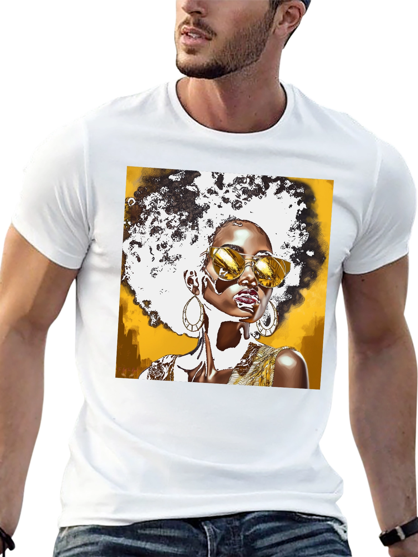 Stylish Afro Queen Graphic Tee - Unique Fashion Statement