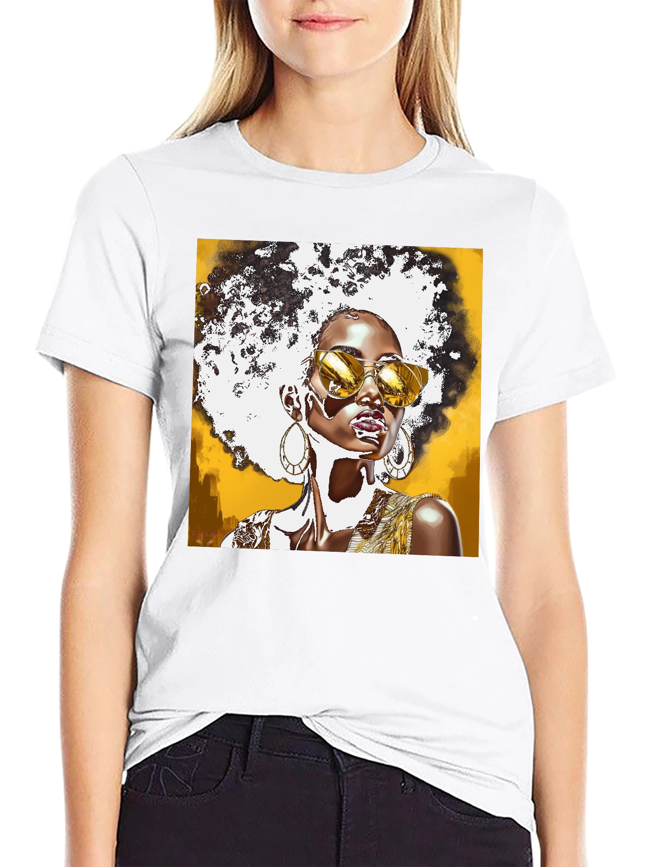 Stylish Afro Queen Graphic Tee - Unique Fashion Statement