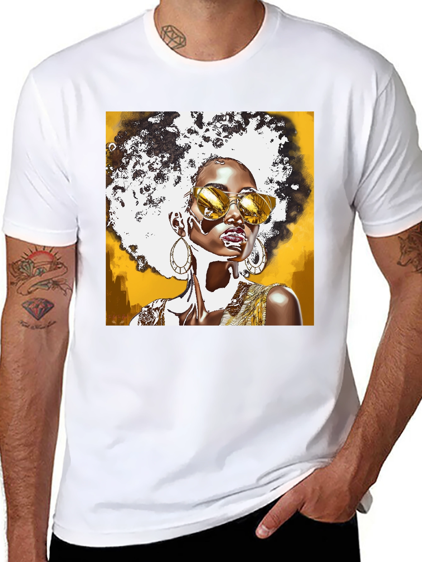 Stylish Afro Queen Graphic Tee - Unique Fashion Statement
