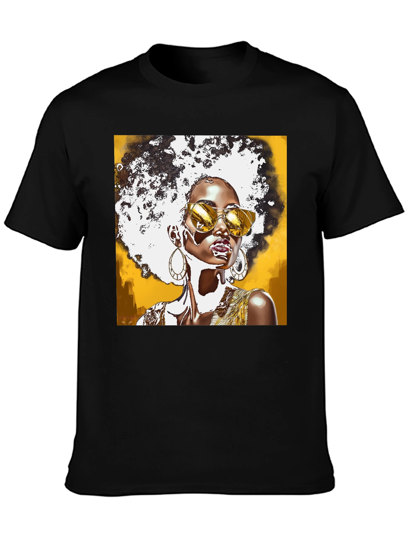 Stylish Afro Queen Graphic Tee - Unique Fashion Statement