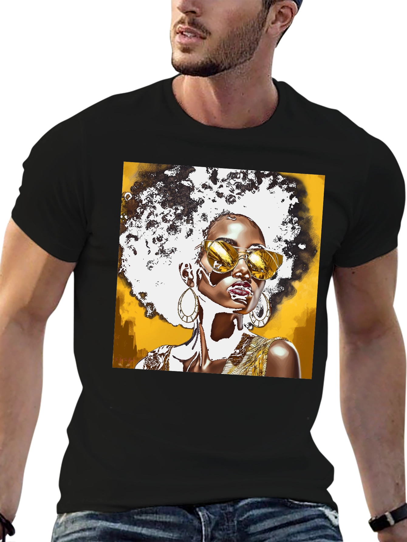 Stylish Afro Queen Graphic Tee - Unique Fashion Statement
