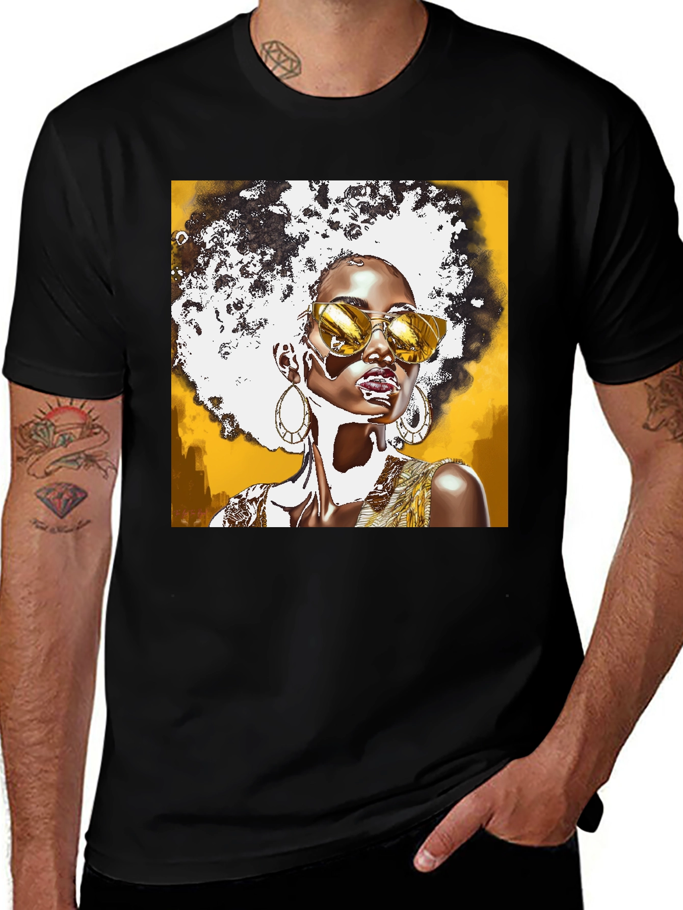 Stylish Afro Queen Graphic Tee - Unique Fashion Statement