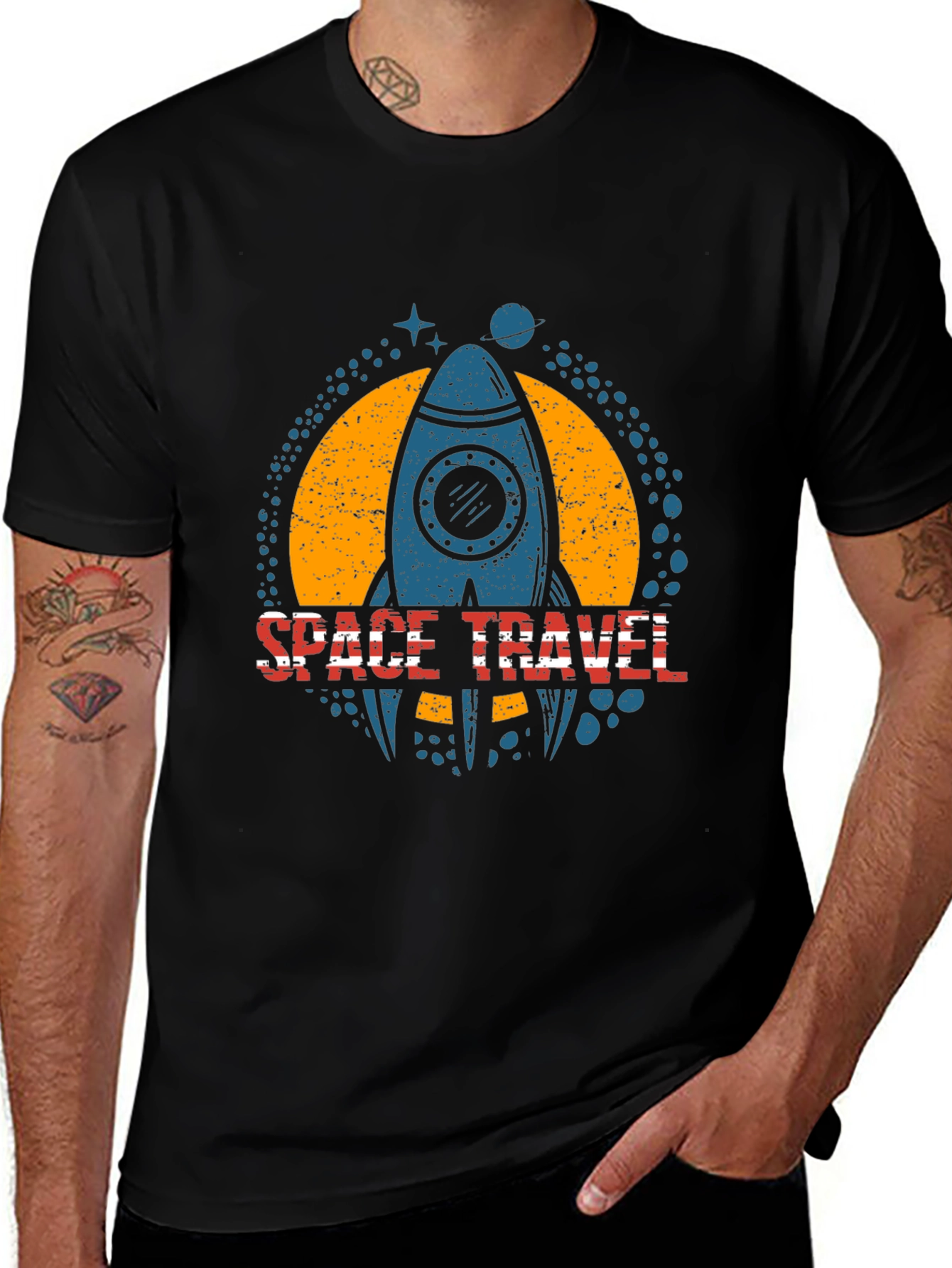 Space Travel Rocket Graphic T-Shirt