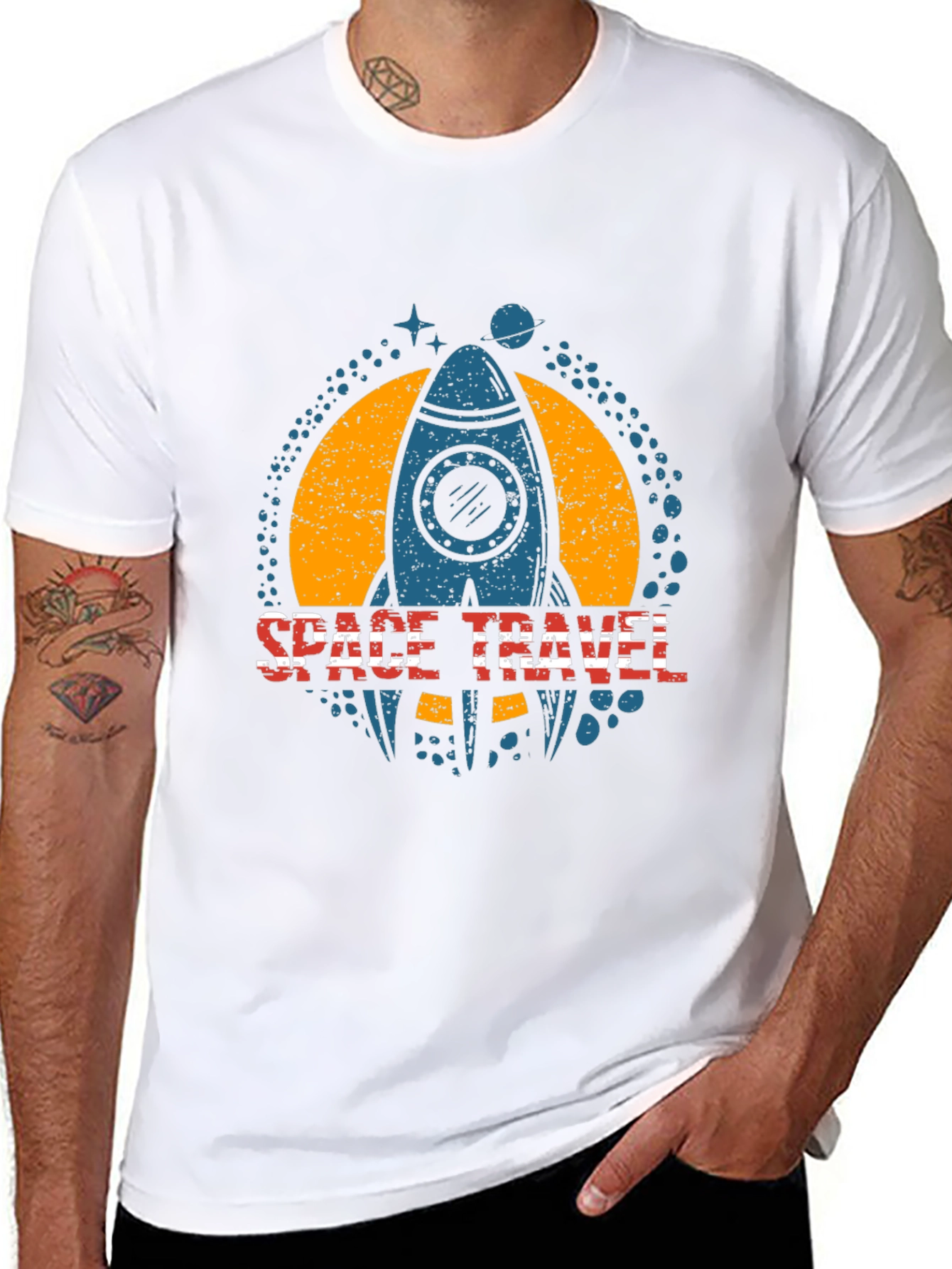 Space Travel Rocket Graphic T-Shirt
