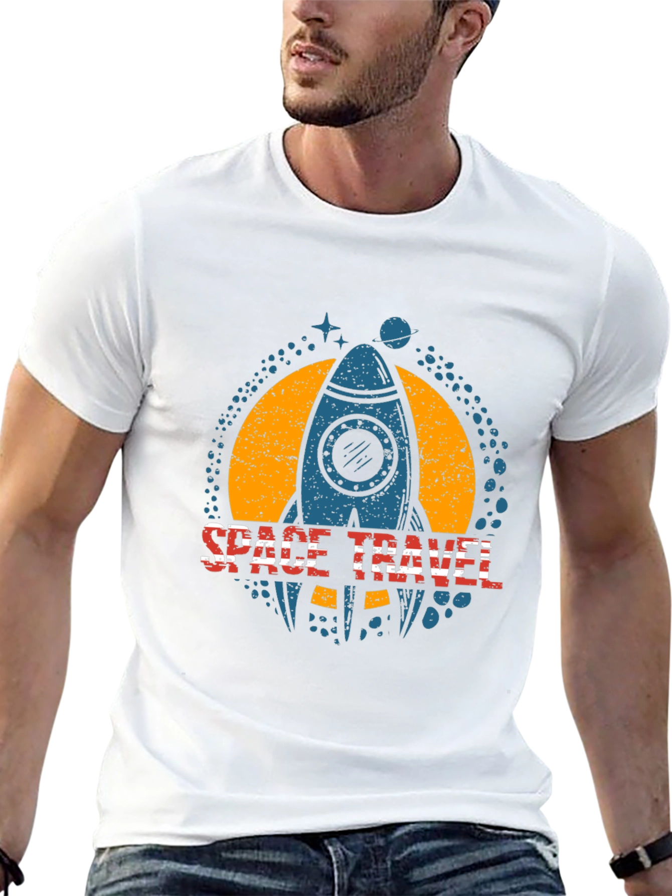 Space Travel Rocket Graphic T-Shirt