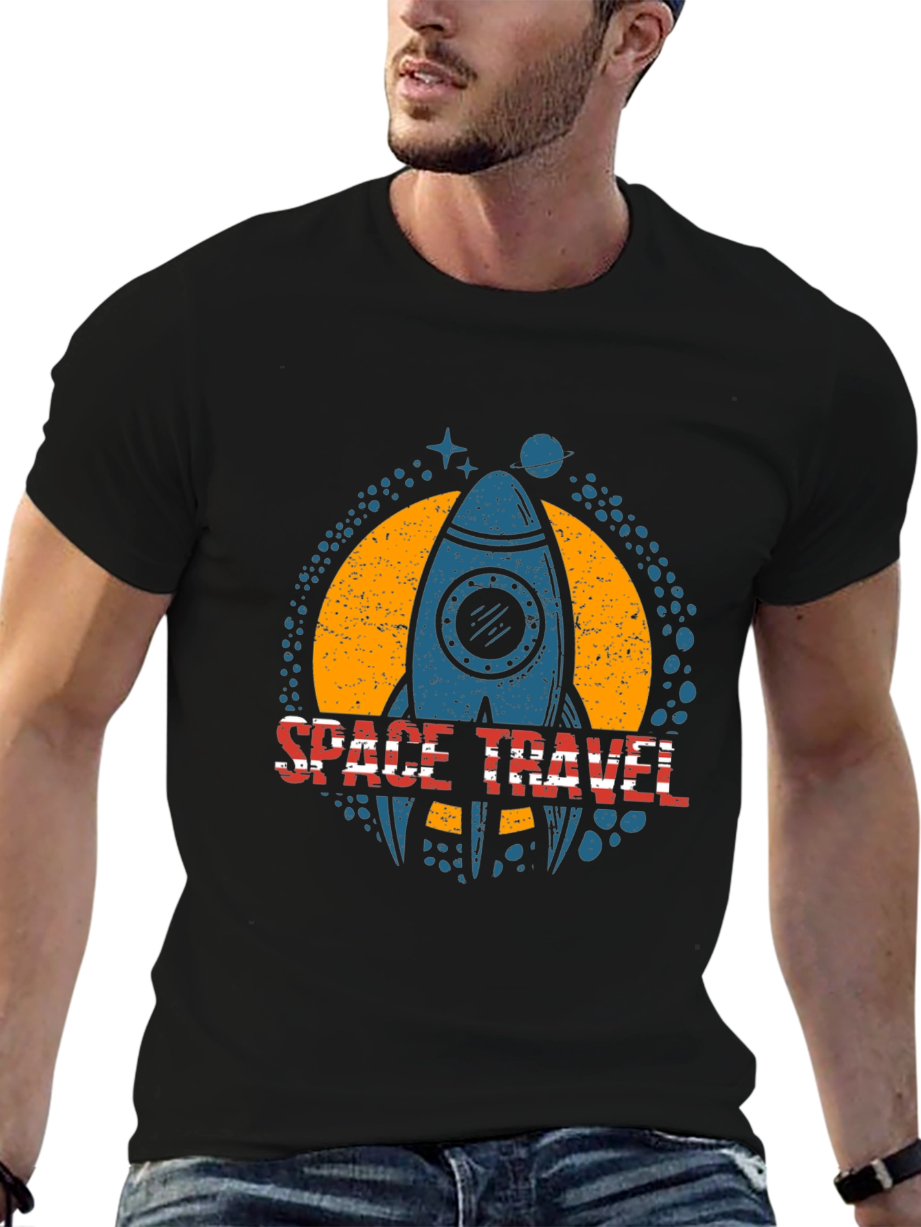 Space Travel Rocket Graphic T-Shirt