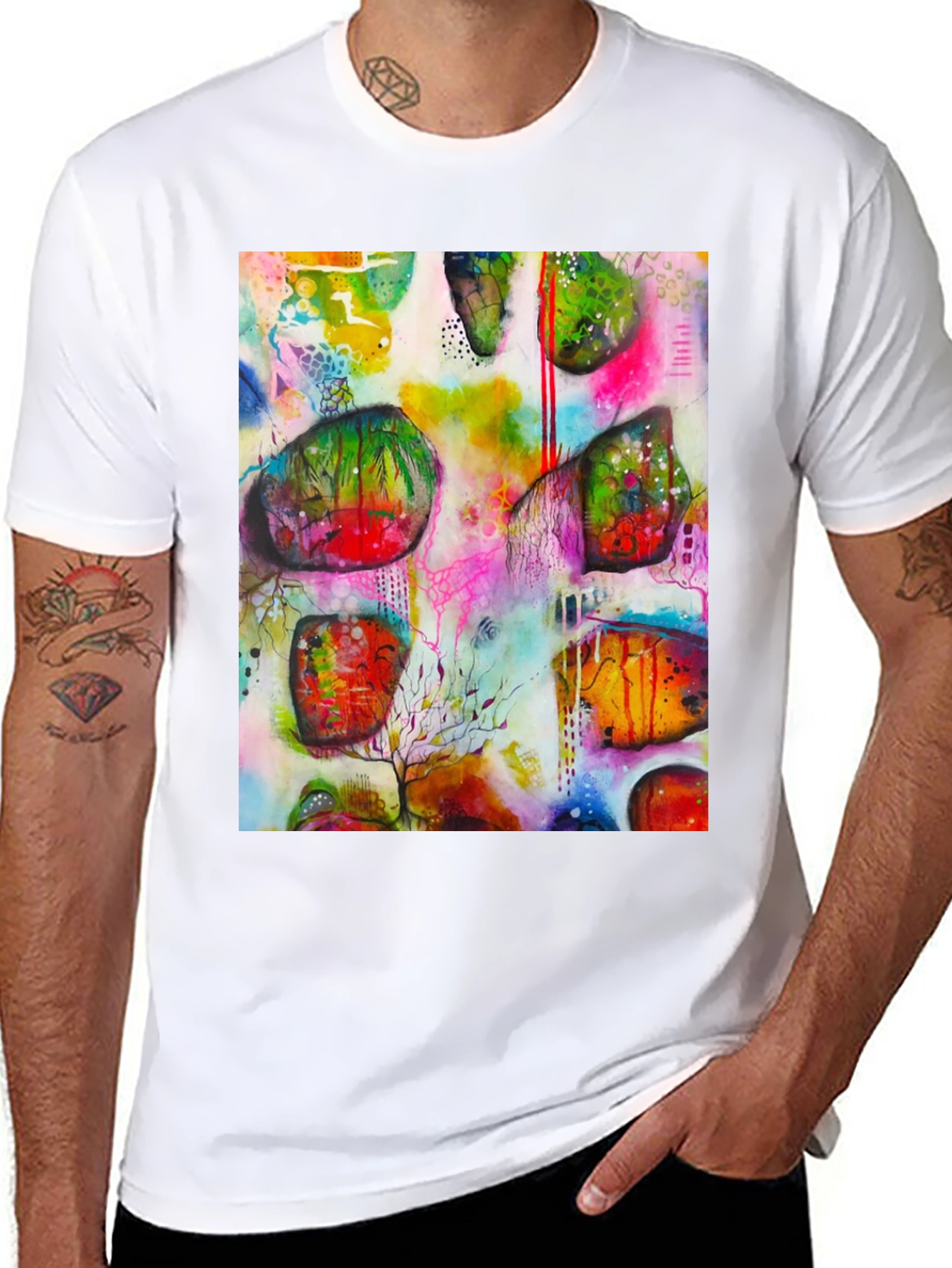 Abstract Art Print Mens Black T-Shirt