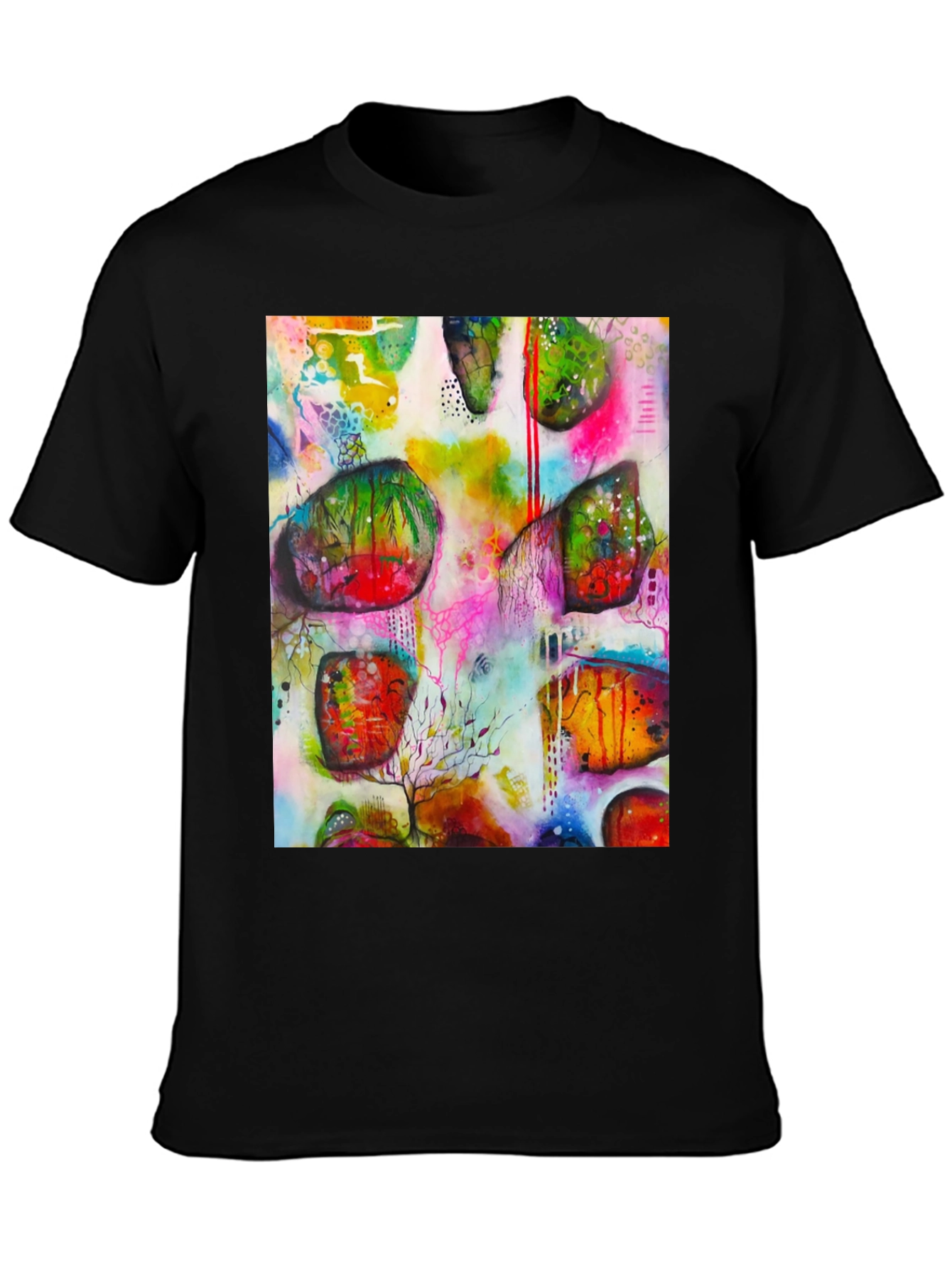 Abstract Art Print Mens Black T-Shirt
