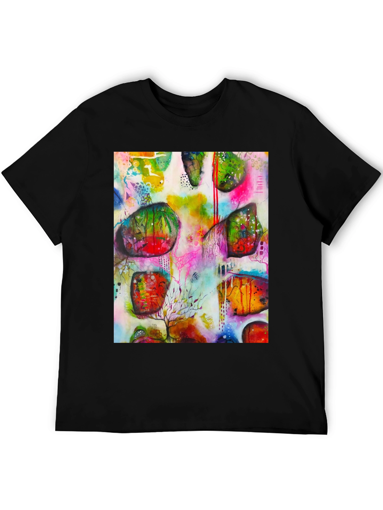 Abstract Art Print Mens Black T-Shirt