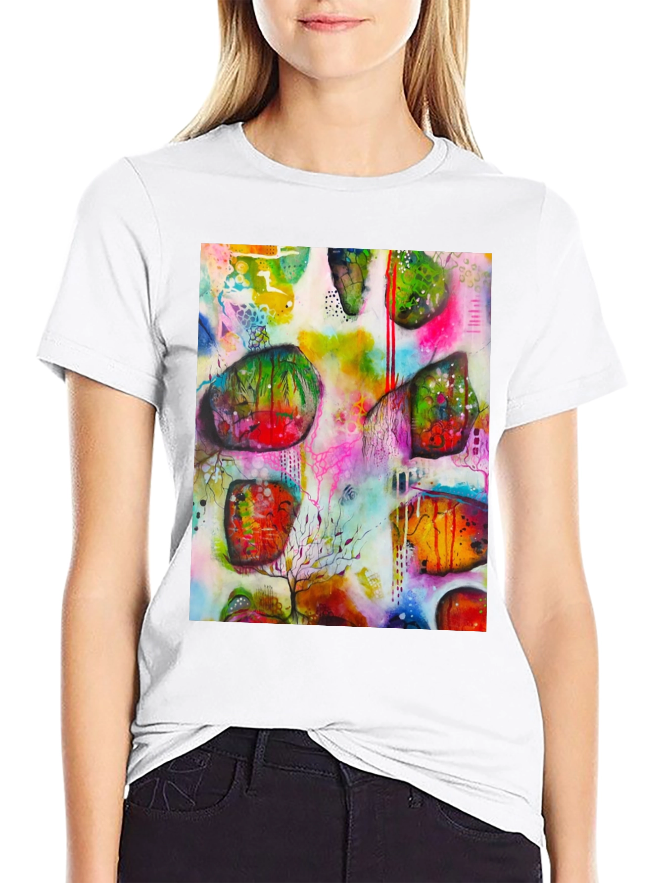 Abstract Art Print Mens Black T-Shirt