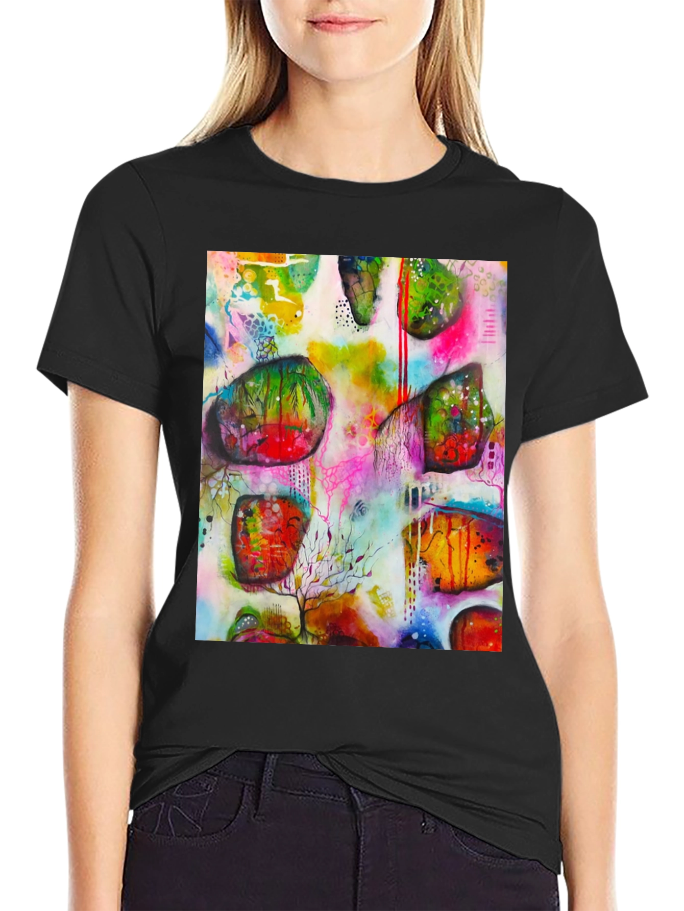 Abstract Art Print Mens Black T-Shirt