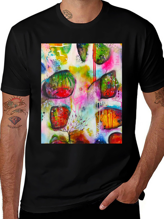 Abstract Art Print Mens Black T-Shirt