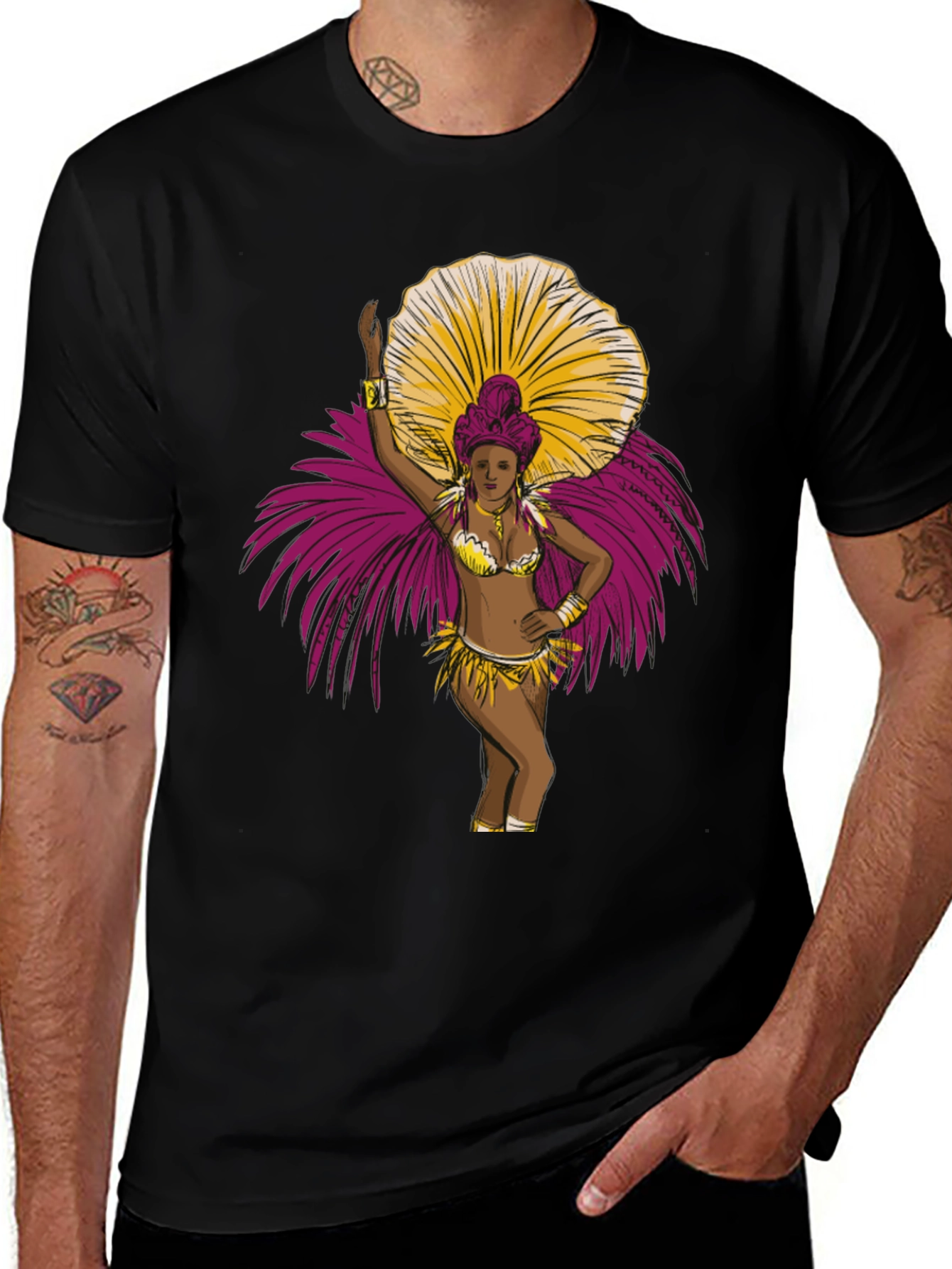 Carnival Dancer Graphic T-Shirt - Bold Black Tee