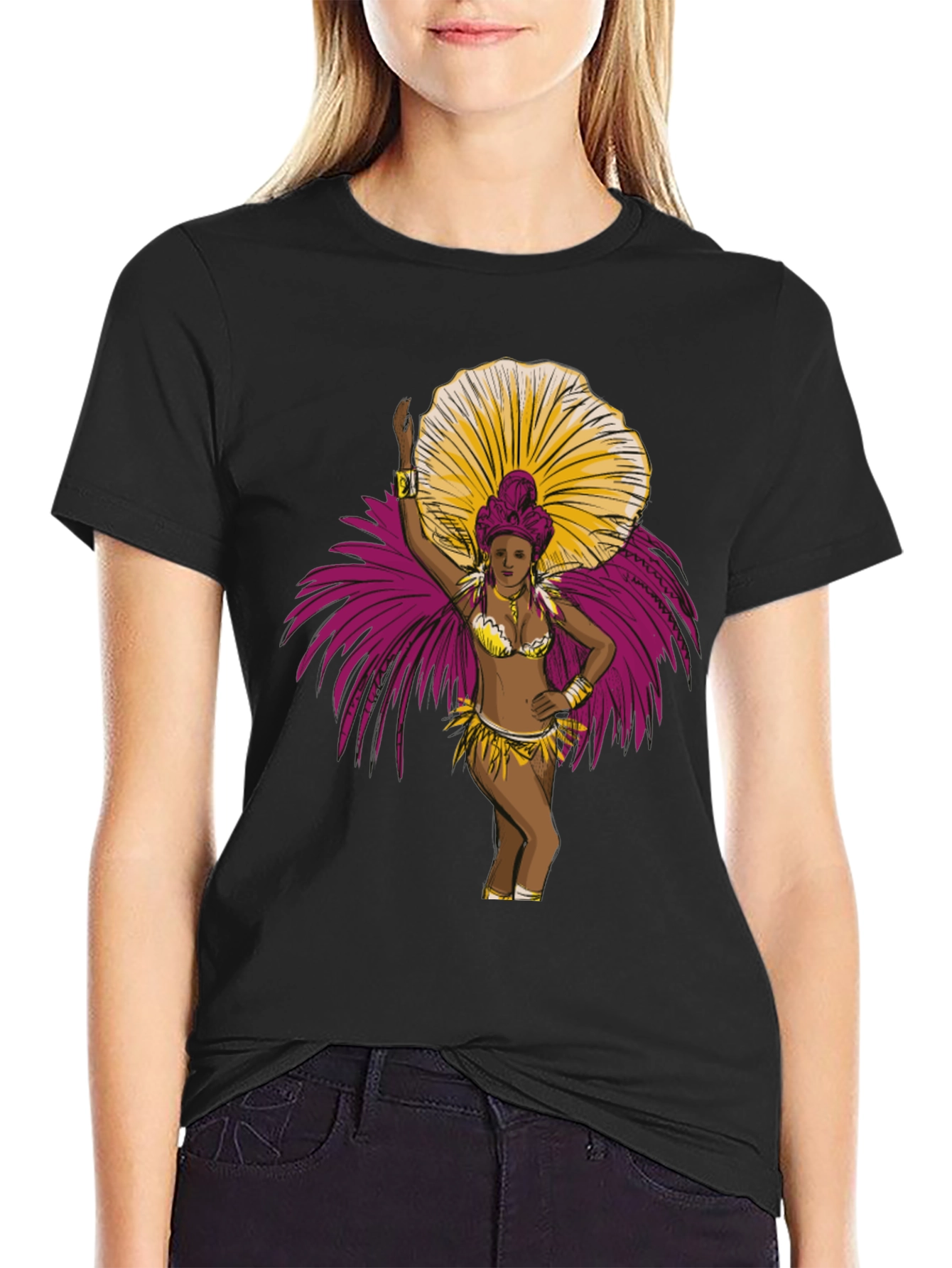 Carnival Dancer Graphic T-Shirt - Bold Black Tee