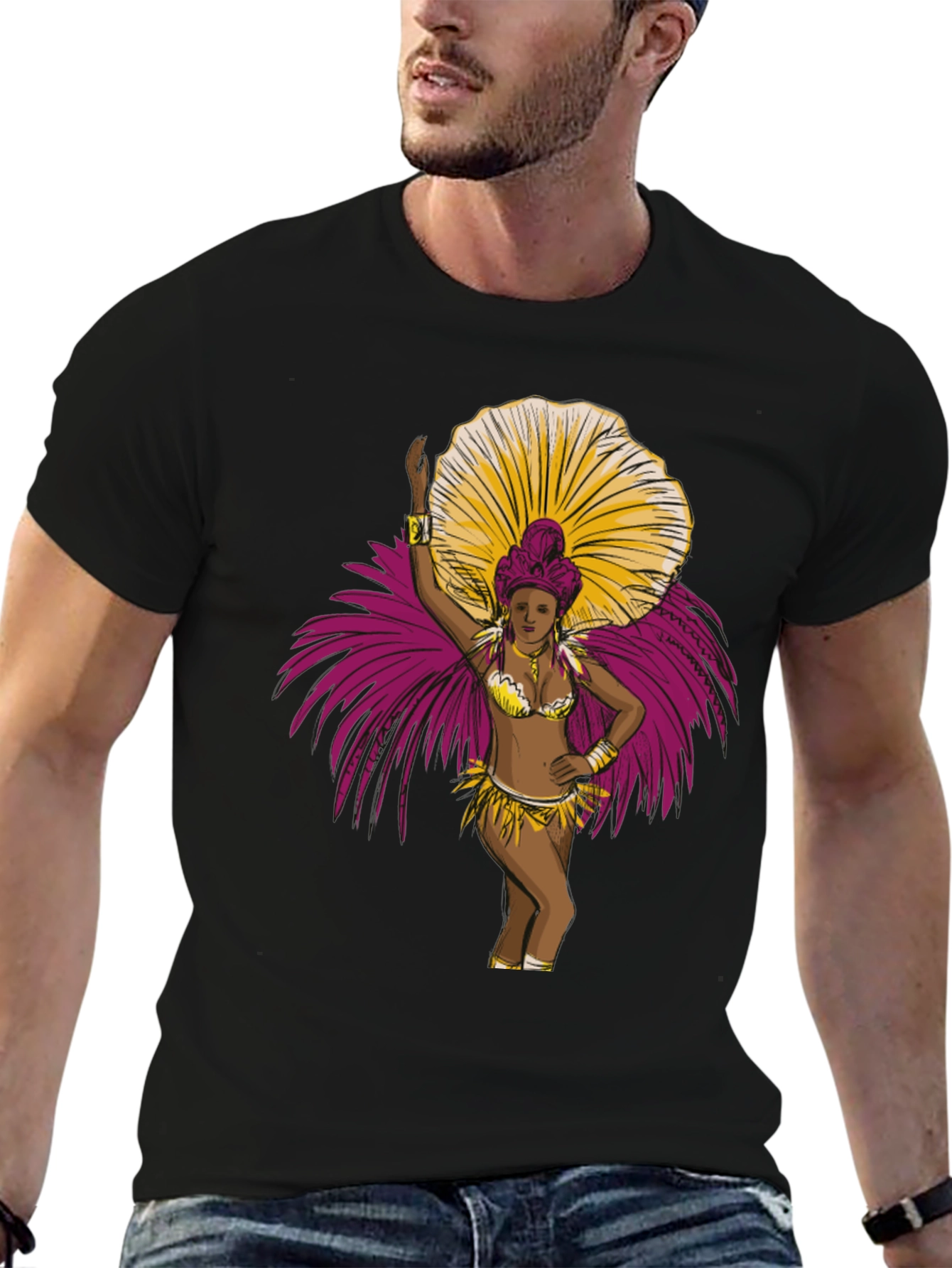 Carnival Dancer Graphic T-Shirt - Bold Black Tee