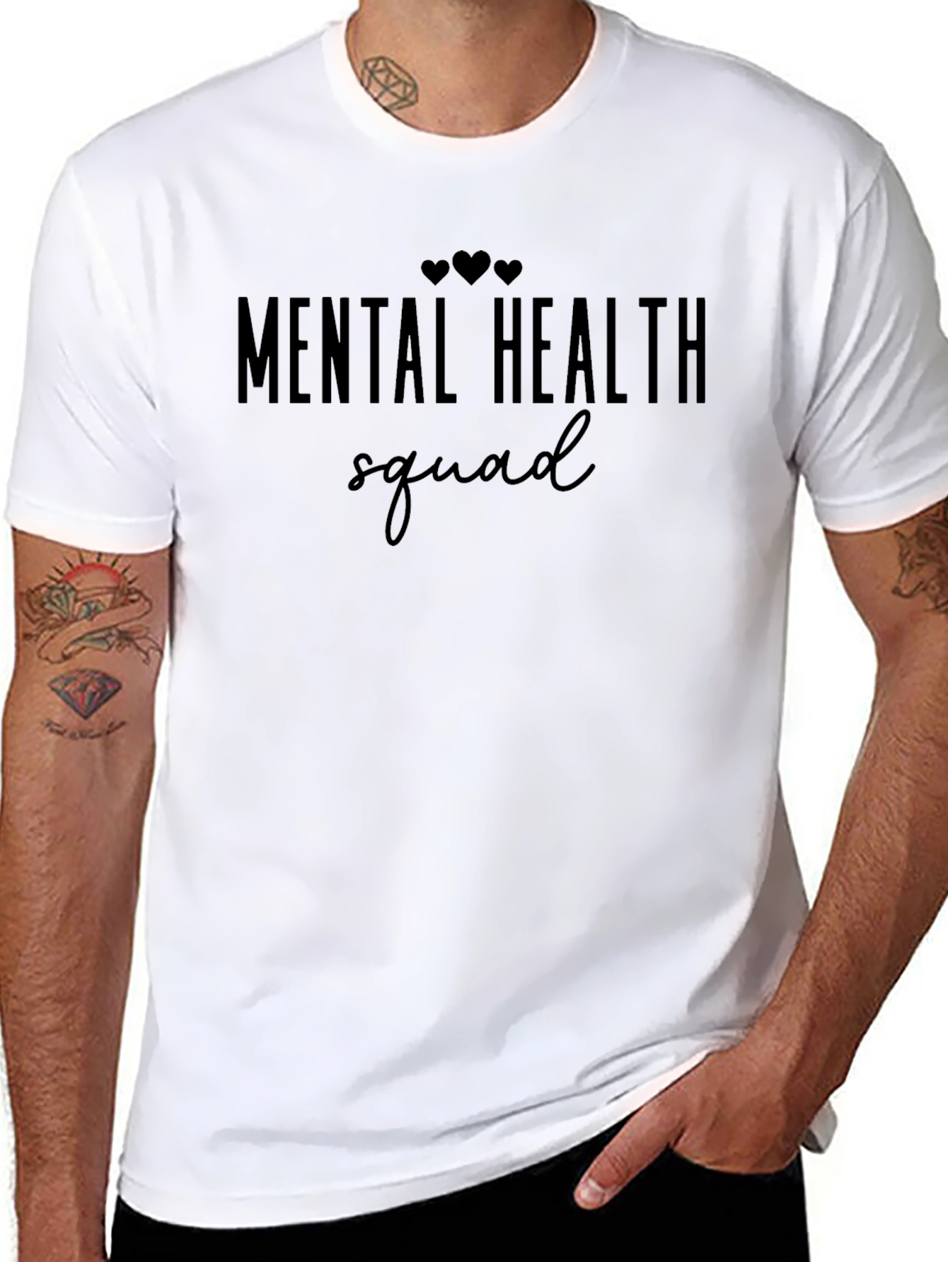Mental Health Squad Graphic Tee - Black Crew Neck