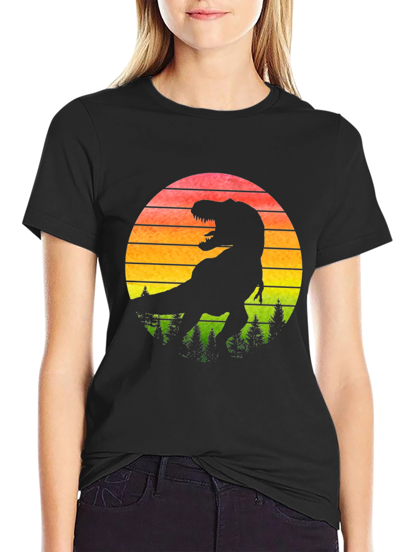 T-Rex Sunset Graphic Tee - Black