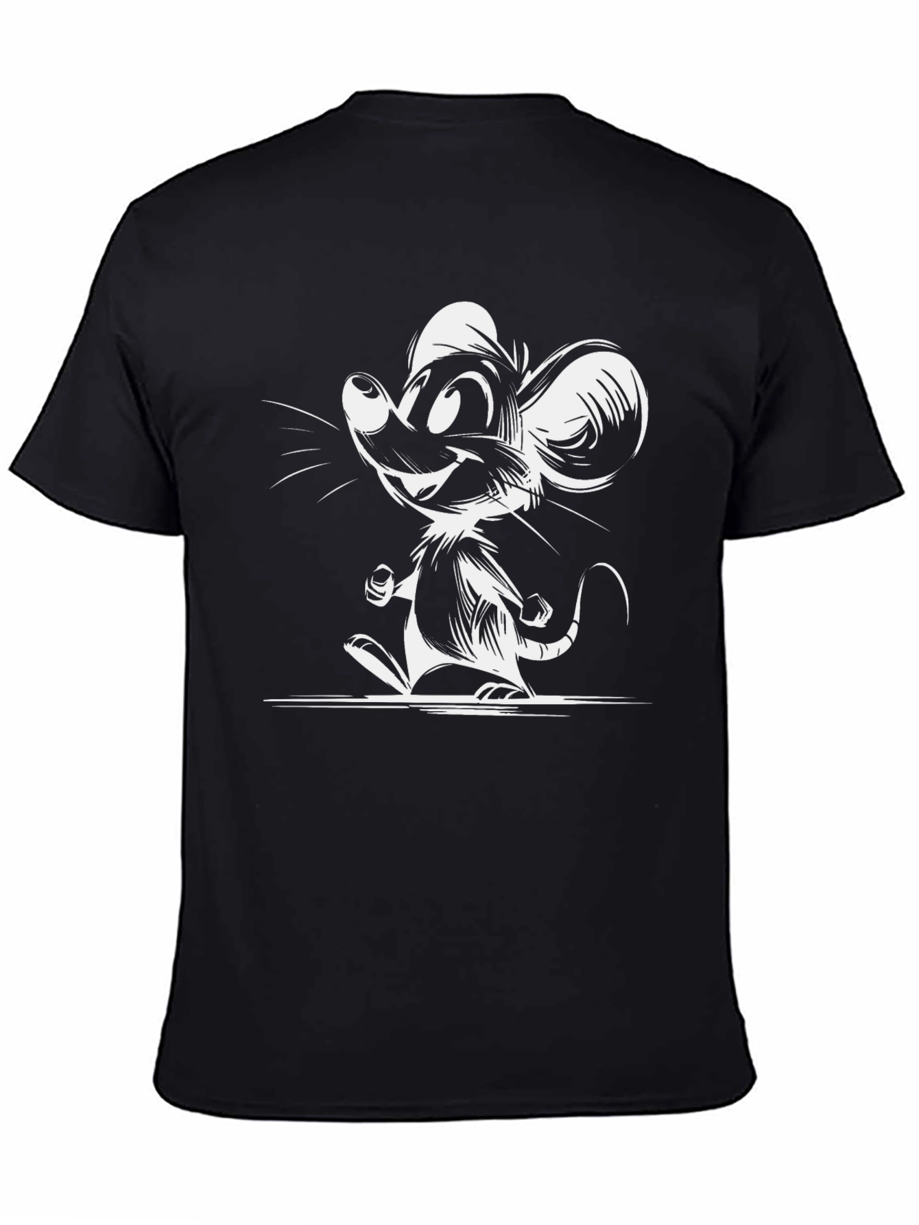 Cartoon Mouse Graphic Tee - Black Unisex T-Shirt