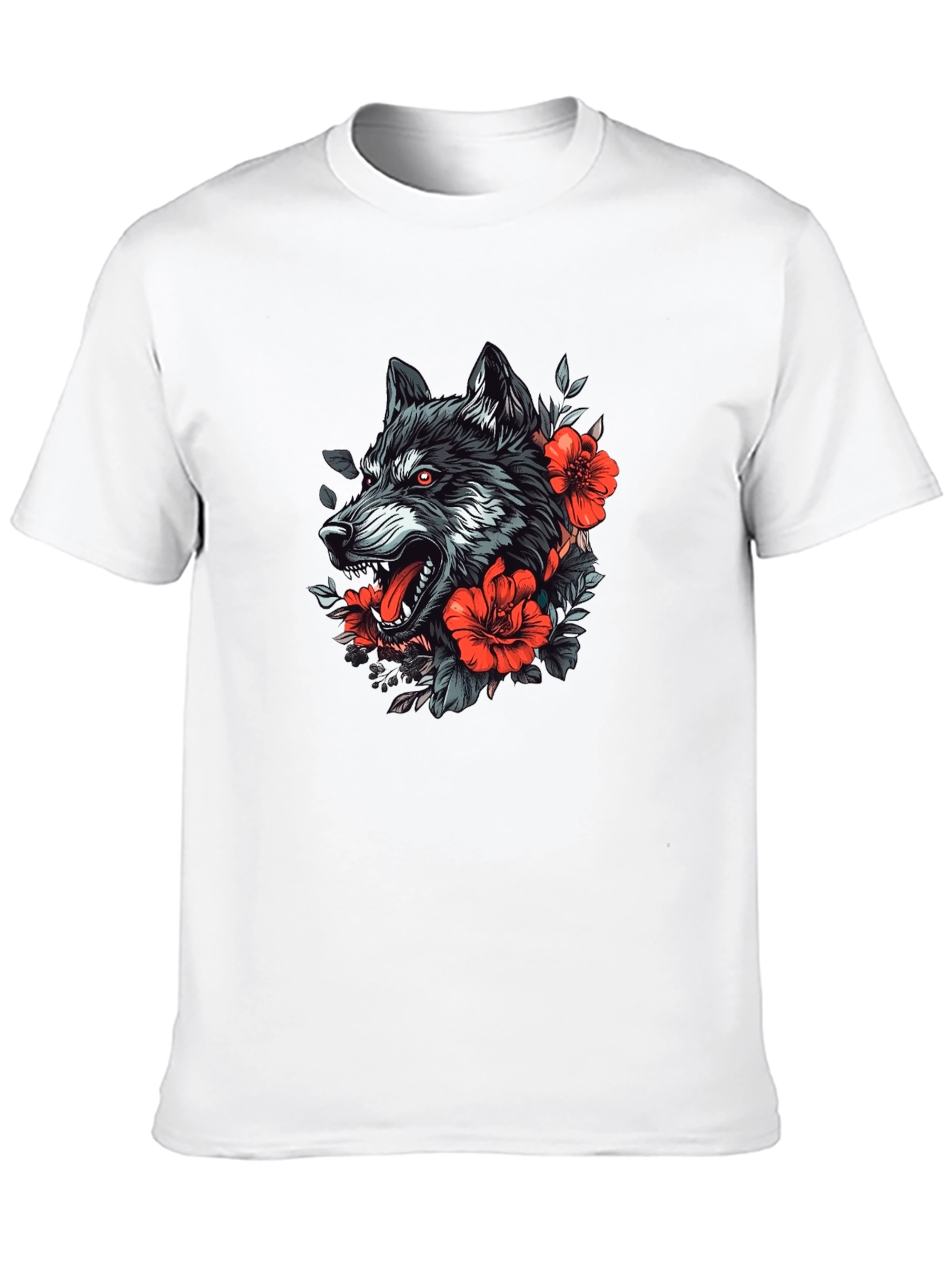 Wolf & Roses Graphic Tee - Black
