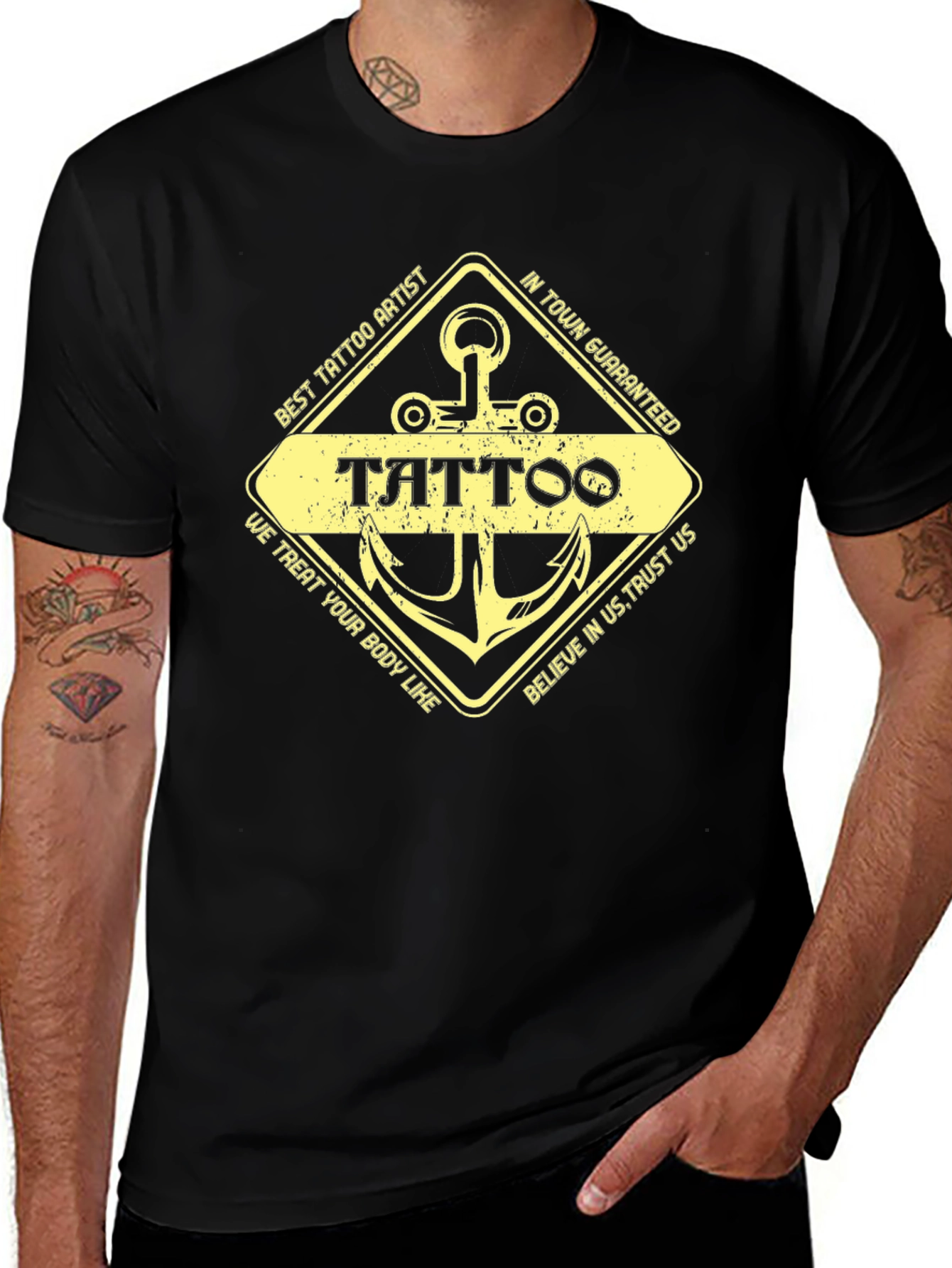 Tattoo Artist Graphic Tee - Black Cotton