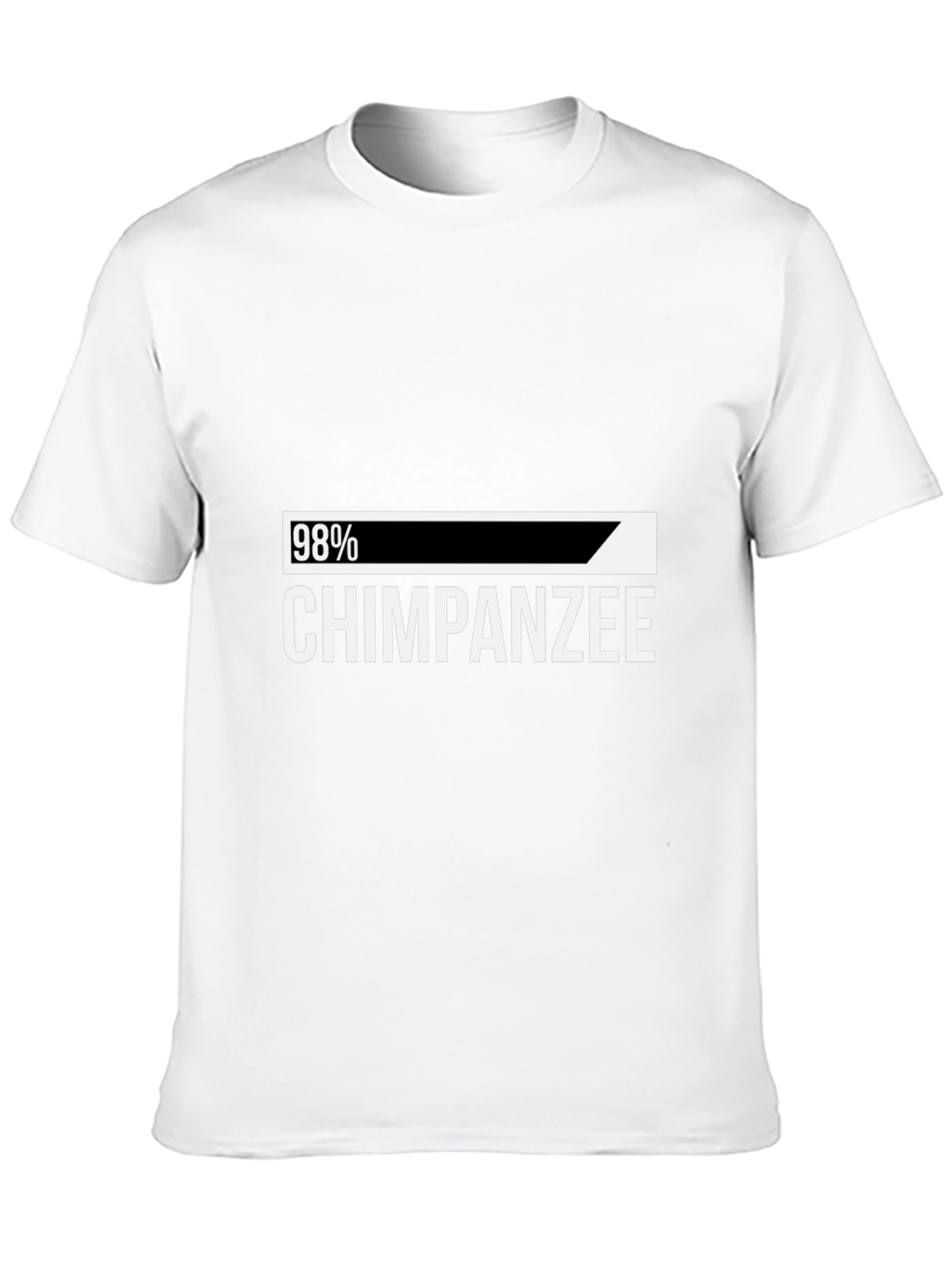 98% Chimpanzee Humor Graphic Tee - Black Cotton